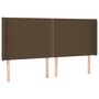 Voir la diapositive 2 : VIDAXL Tete de lit avec oreilles Marron fonce 203x16x118/128 cm Tissu