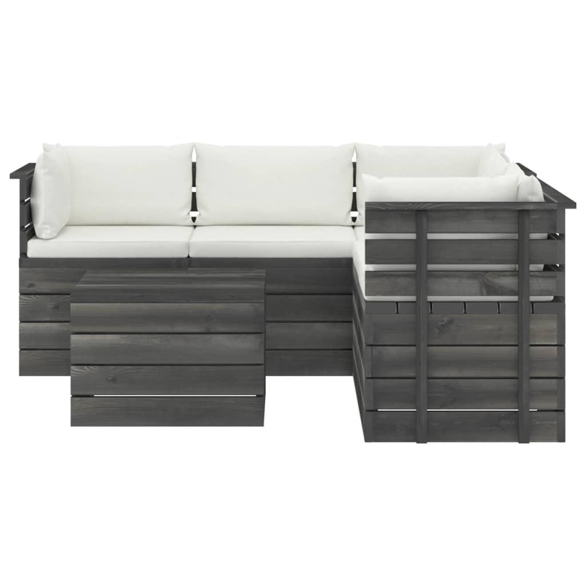 Voir la diapositive 3 : VIDAXL Salon palette de jardin 6 pcs avec coussins Bois de pin massif