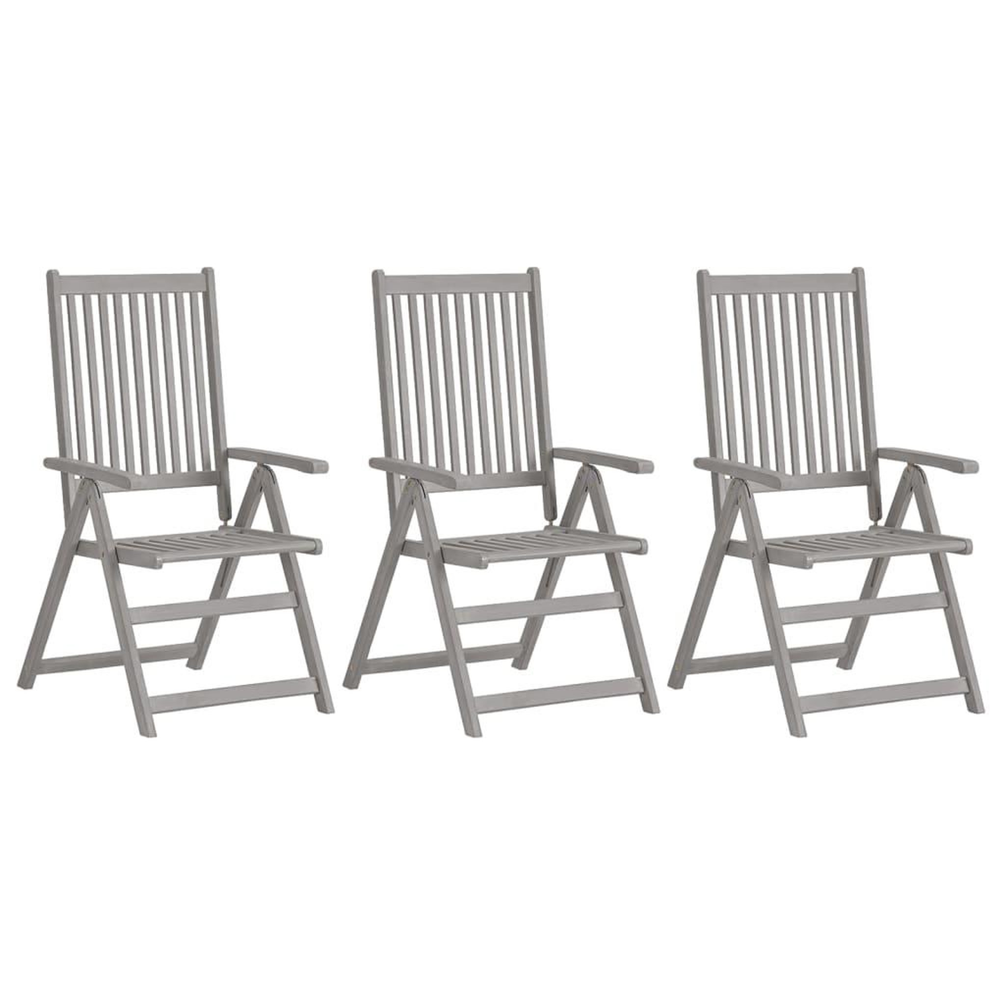 Voir la diapositive 2 : VIDAXL Chaises inclinables de jardin lot de 3 et coussins Bois acacia