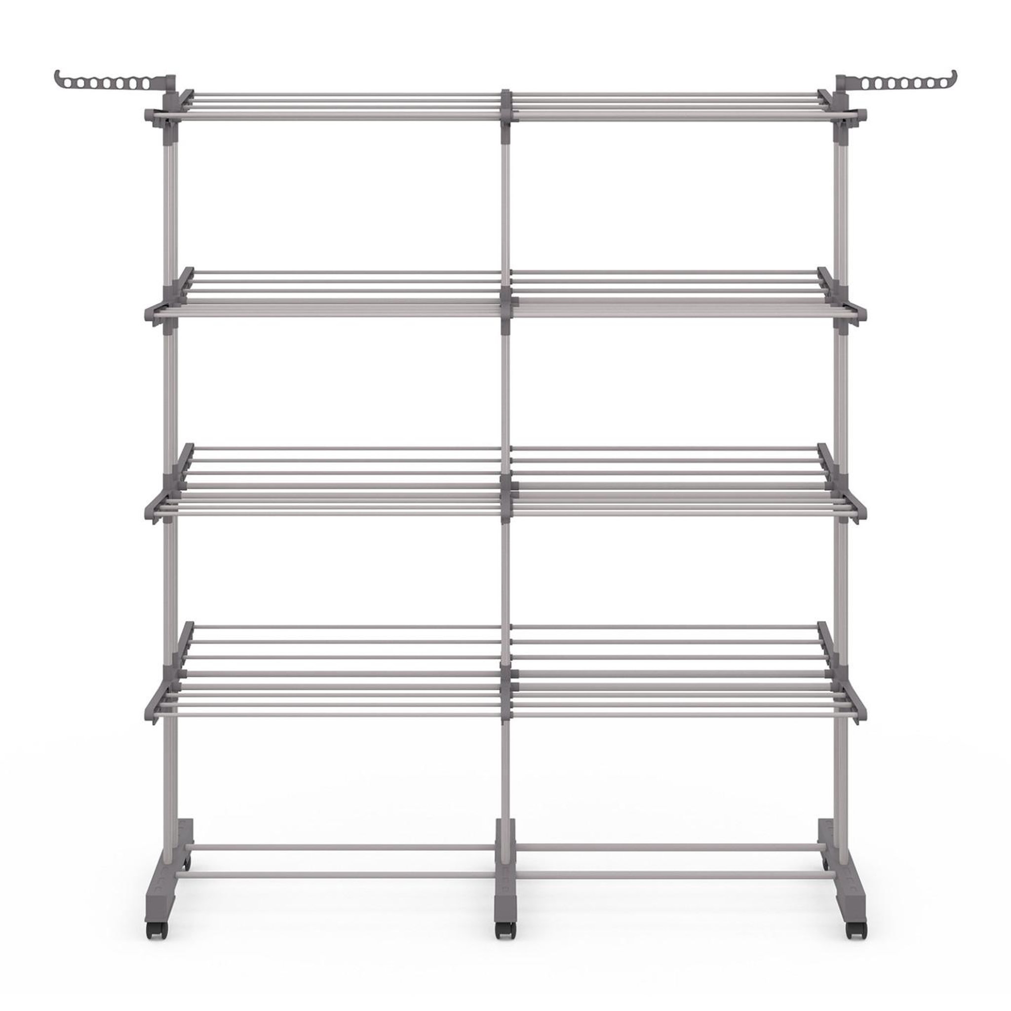 Voir la diapositive 3 : ID MARKET Séchoir à linge vertical pliable et extensible 4 niveaux maxi capacité 50m inox et gris