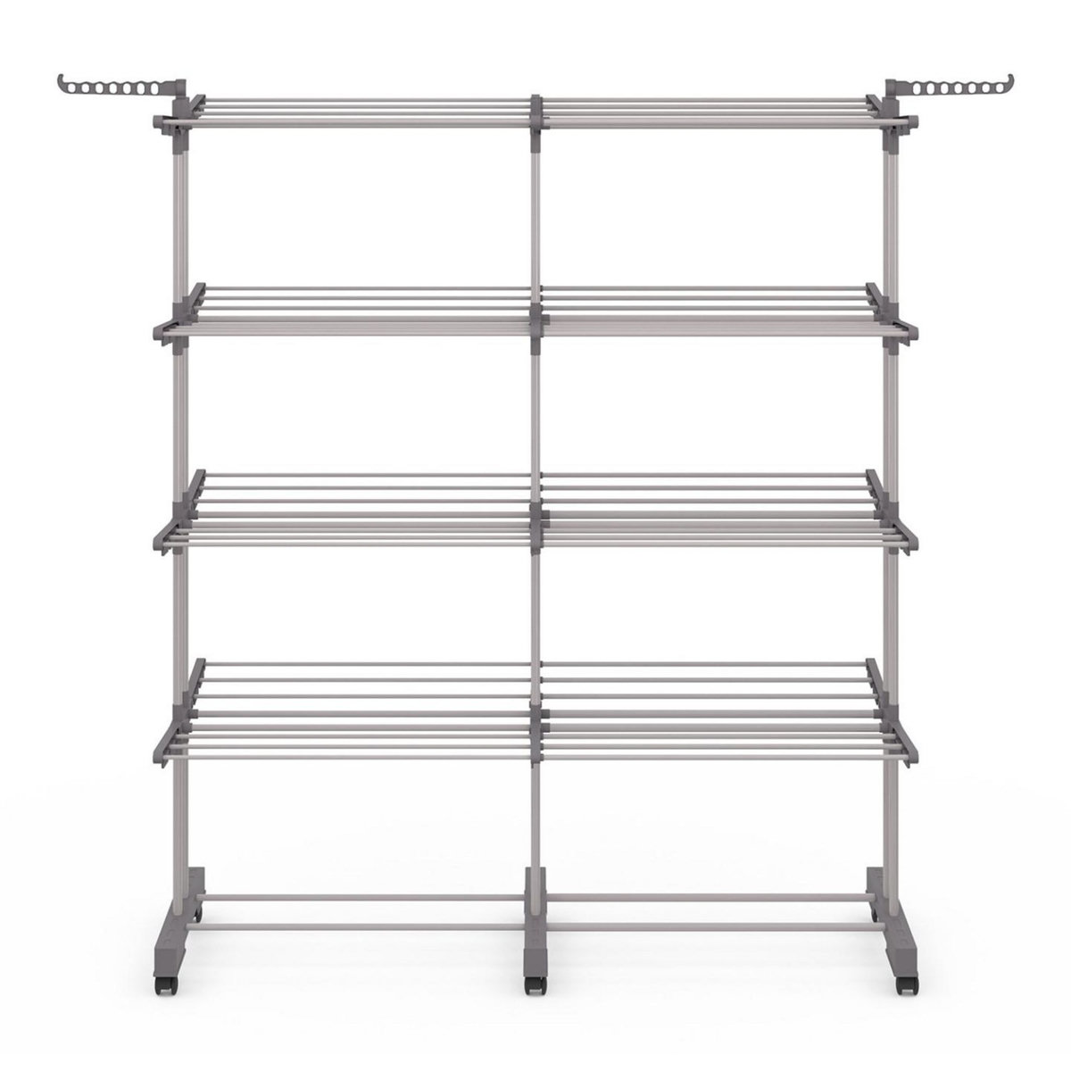 ID MARKET Séchoir à linge vertical pliable et extensible 4 niveaux MAXI capacité 50M inox et gris