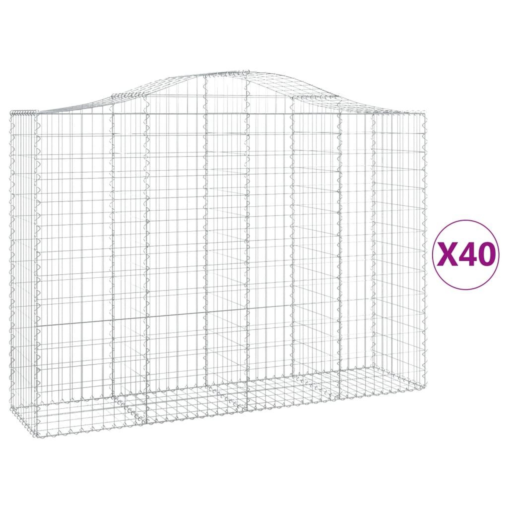 Voir la diapositive 2 : VIDAXL Paniers a gabions arques 40 pcs 200x50x140/160 cm Fer galvanise