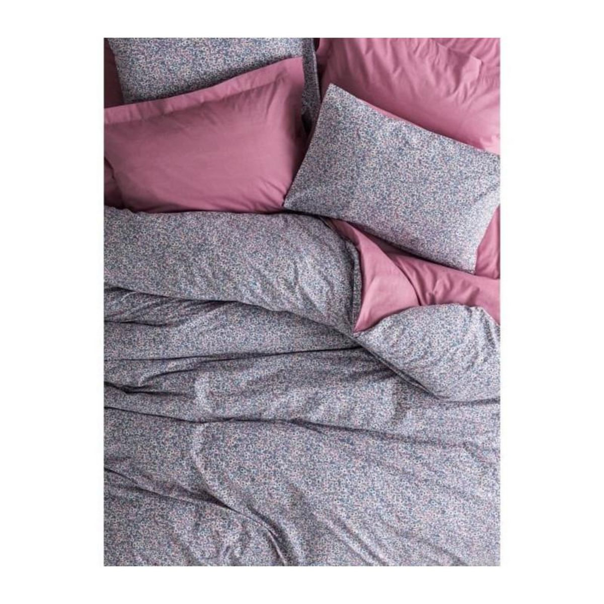GENERIQUE Parure de lit - 129CTN64409 - 1 housse de couette 220 x 240 cm + 2 taies d'oreiller 60 x 60 cm - 100% coton ranforcé - Rose