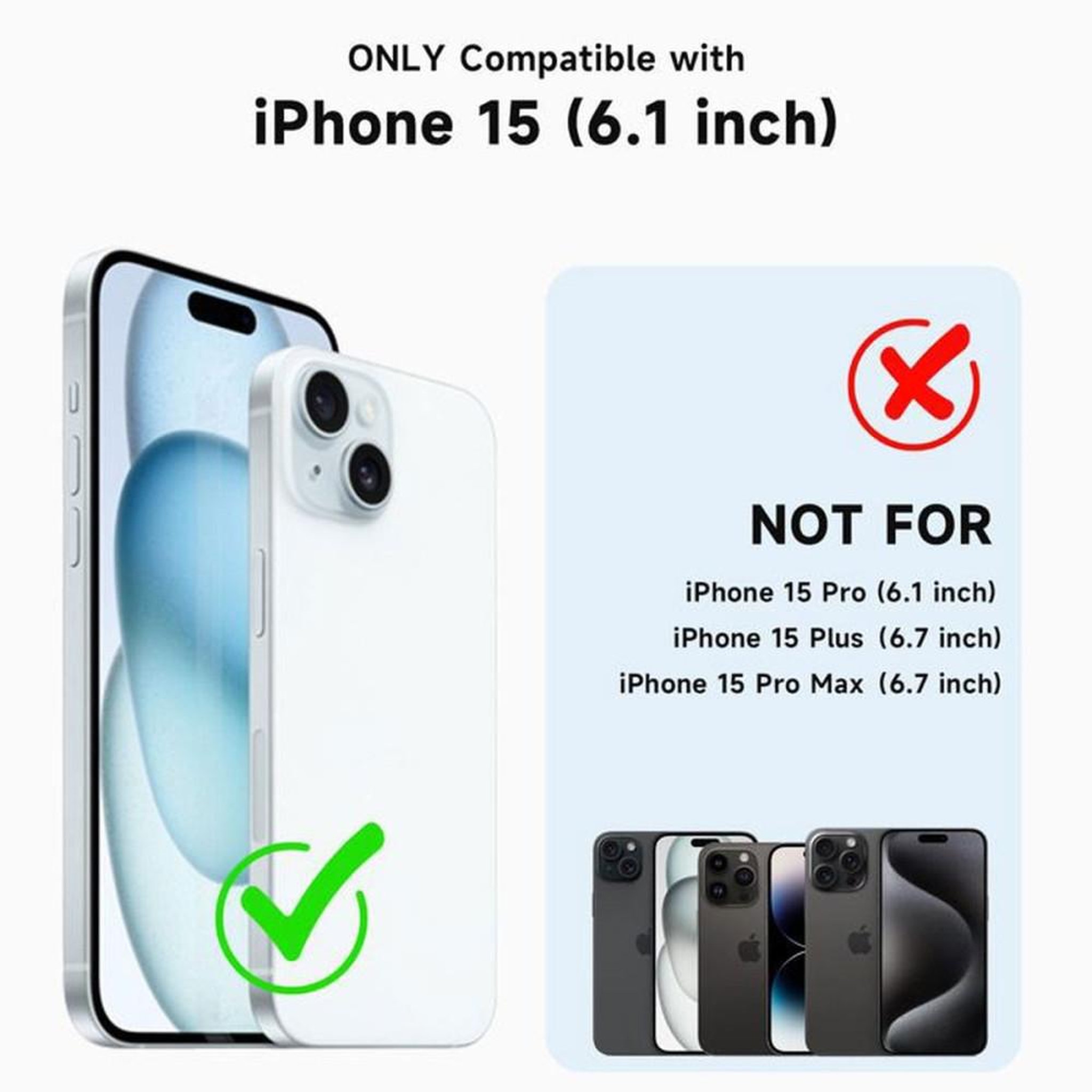 Voir la diapositive 2 : Coque iPhone 15 6,1 pouces transparente antichoc avec découpe précise pour l'appareil photo et accès facile aux boutons