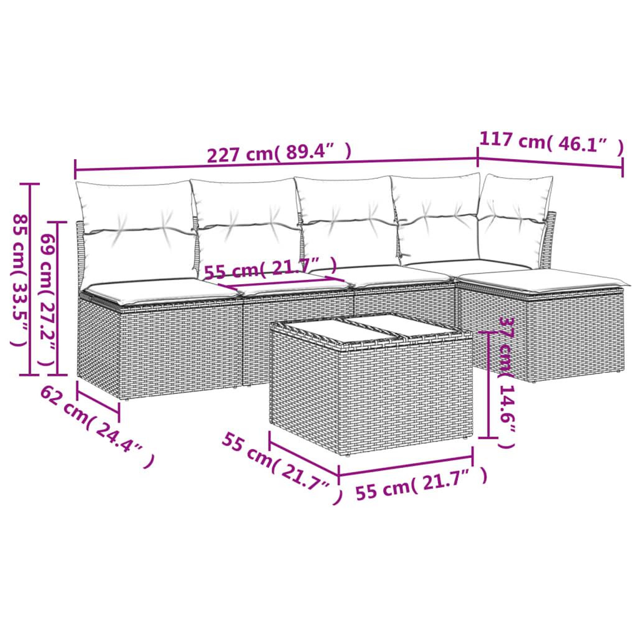 Voir la diapositive 3 : VIDAXL Salon de jardin 6 pcs avec coussins noir resine tressee