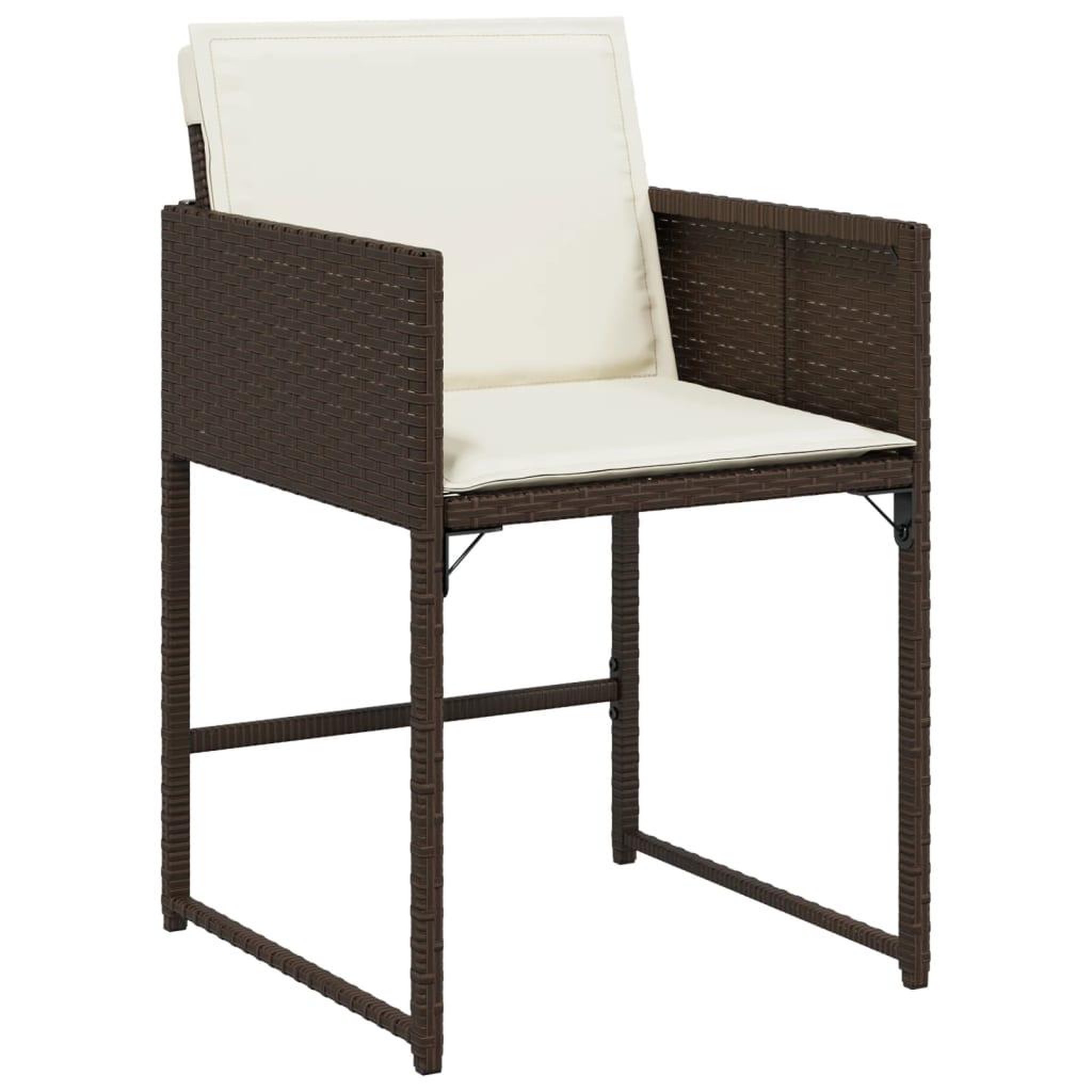 Voir la diapositive 3 : VIDAXL Ensemble a manger de jardin 5 pcs et coussins marron poly rotin