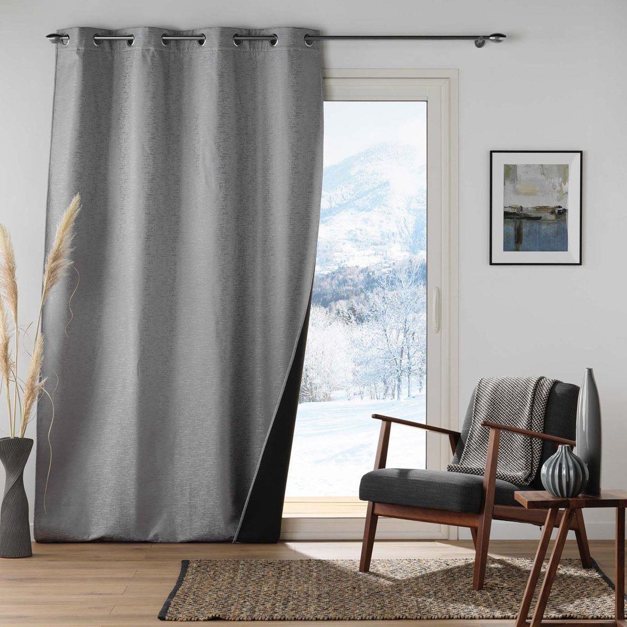 Voir la diapositive 5 : Douceur d'Intérieur Rideau isolant thermique  polarine  140x260cm gris