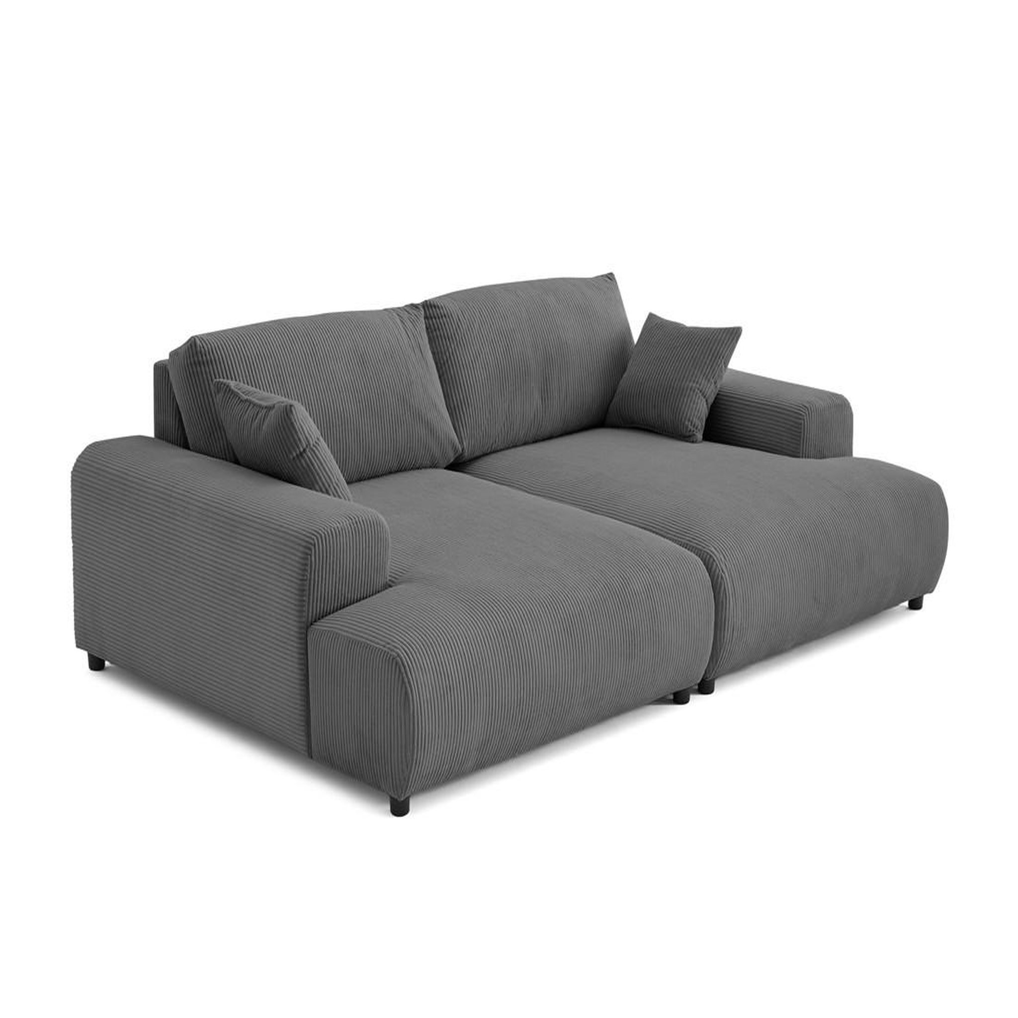 Voir la diapositive 3 : LISA DESIGN Garance - canapé droit 4 places double méridienne - assise profonde - en velours côtelé