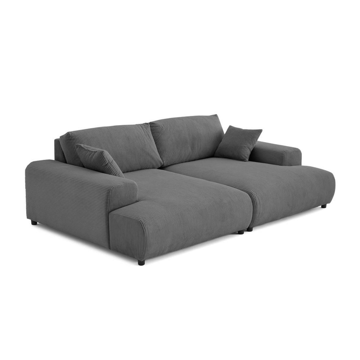 LISA DESIGN Garance - canapé droit 4 places double méridienne - assise profonde - en velours côtelé