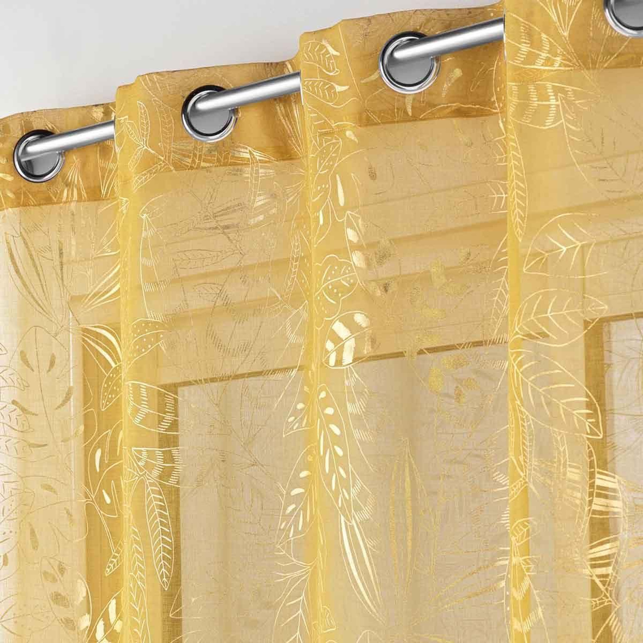 Voir la diapositive 2 : Douceur d'Intérieur Rideau voilage à œillets  belflor  140x240cm jaune