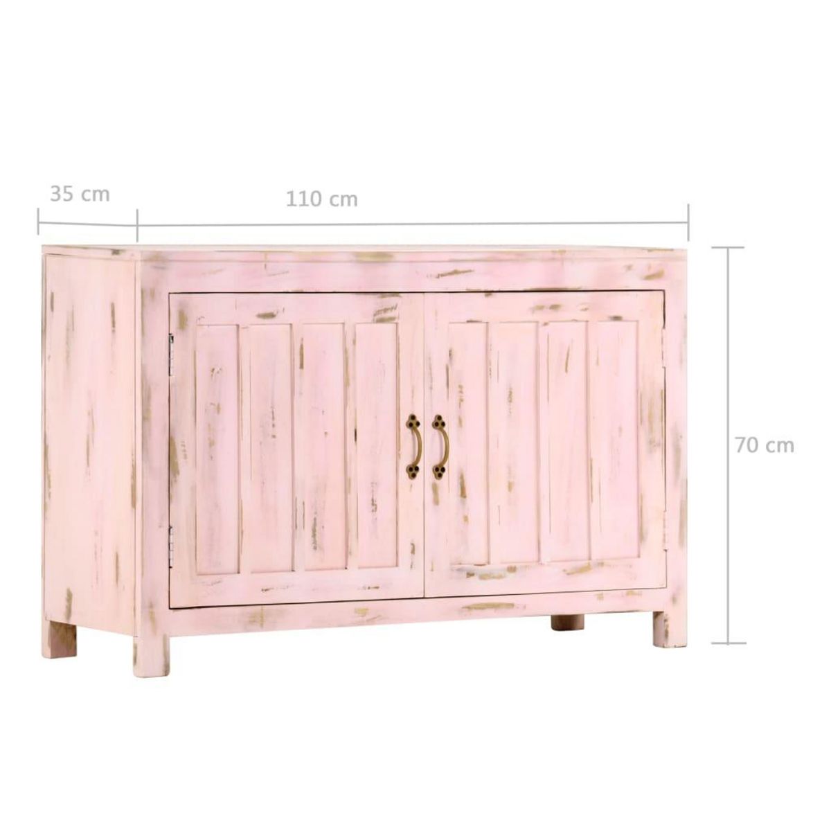 VIDAXL Buffet Rose clair 110x35x70 cm Bois de manguier massif