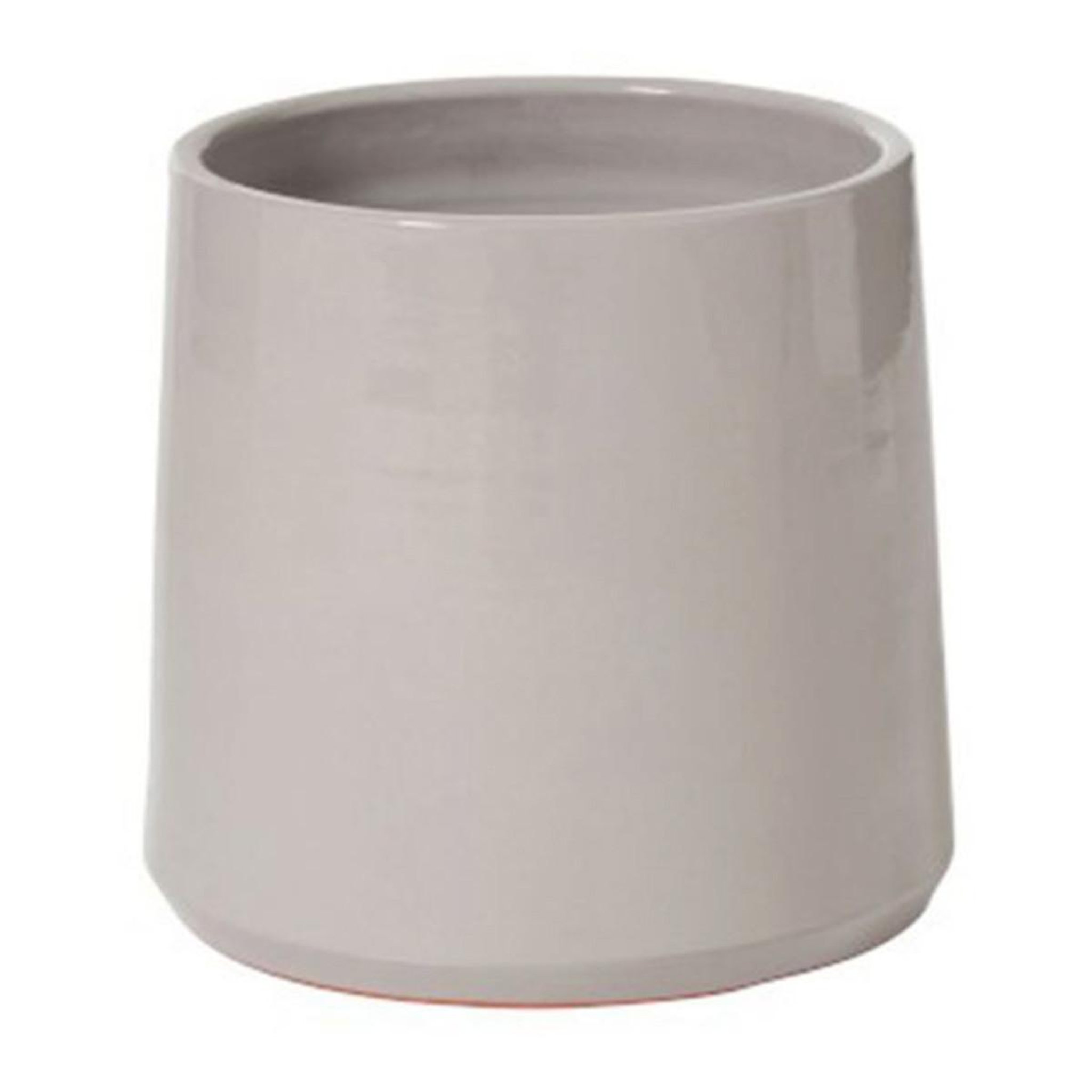 J-LINE Cache Pot Rond en Céramique  Can  24cm Gris