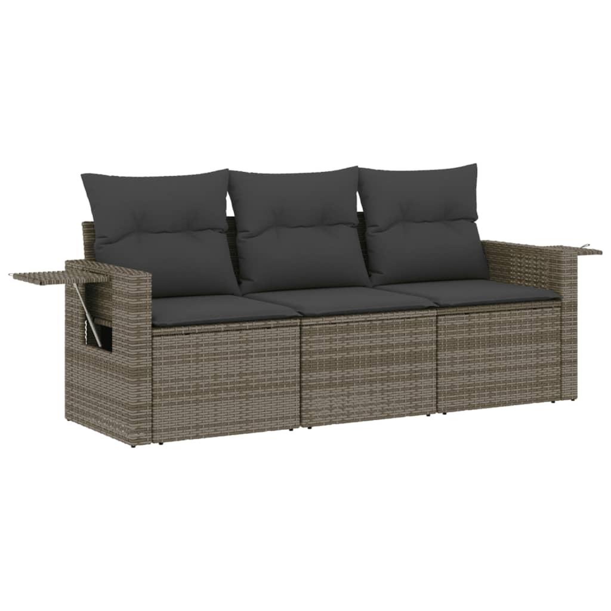Voir la diapositive 2 : VIDAXL Salon de jardin avec coussins 3 pcs gris resine tressee
