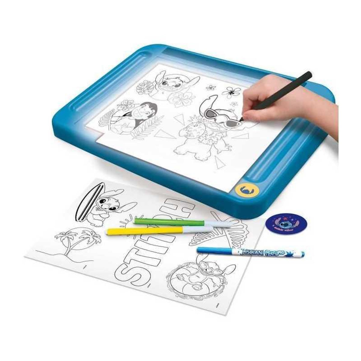 LISCIANI GIOCHI Kit de dessin - LISCIANIGIOCHI - STITCH - Table lumineuse - Modeles, Feutres