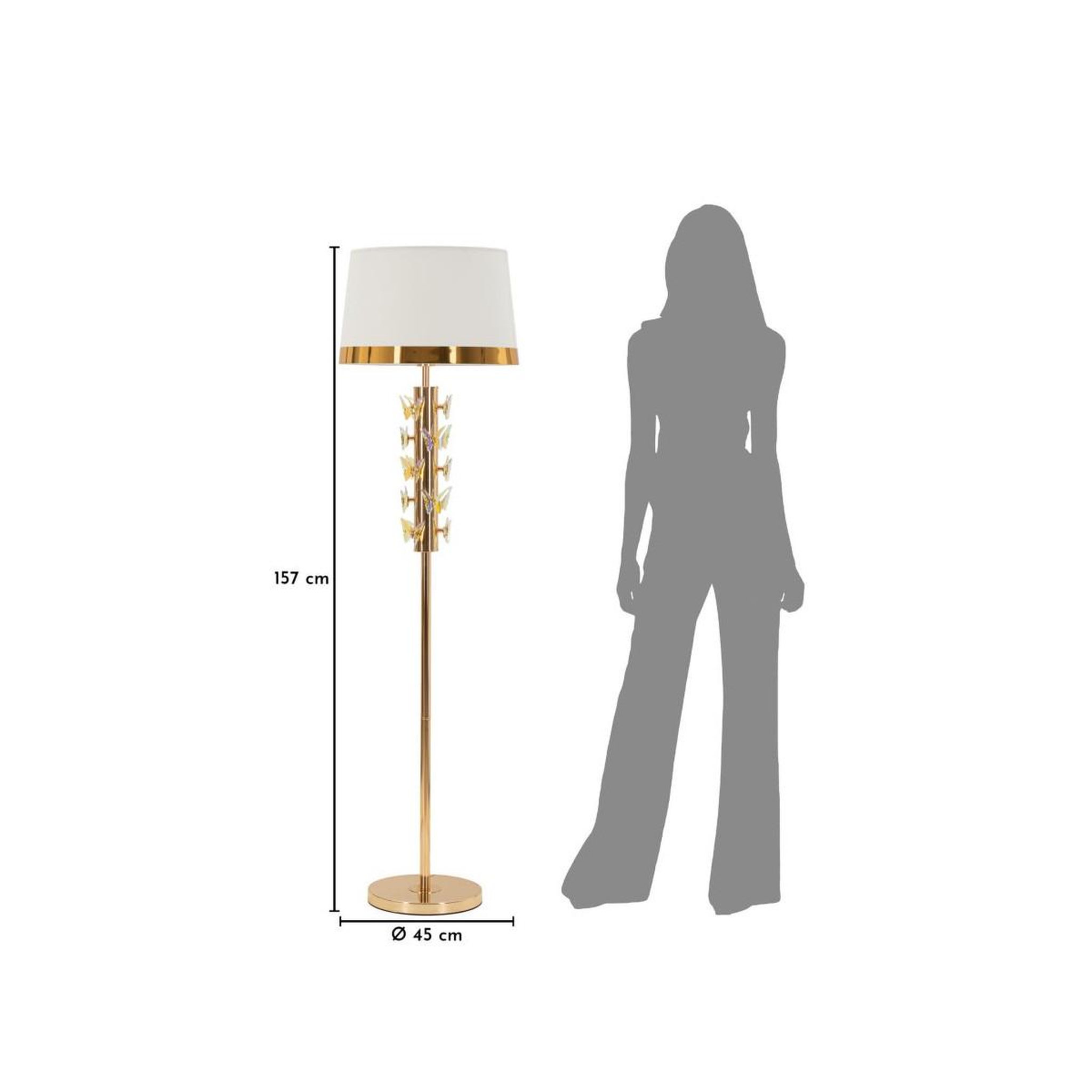 Voir la diapositive 6 : Paris Prix Lampadaire design  gold butterfly  157cm or & blanc