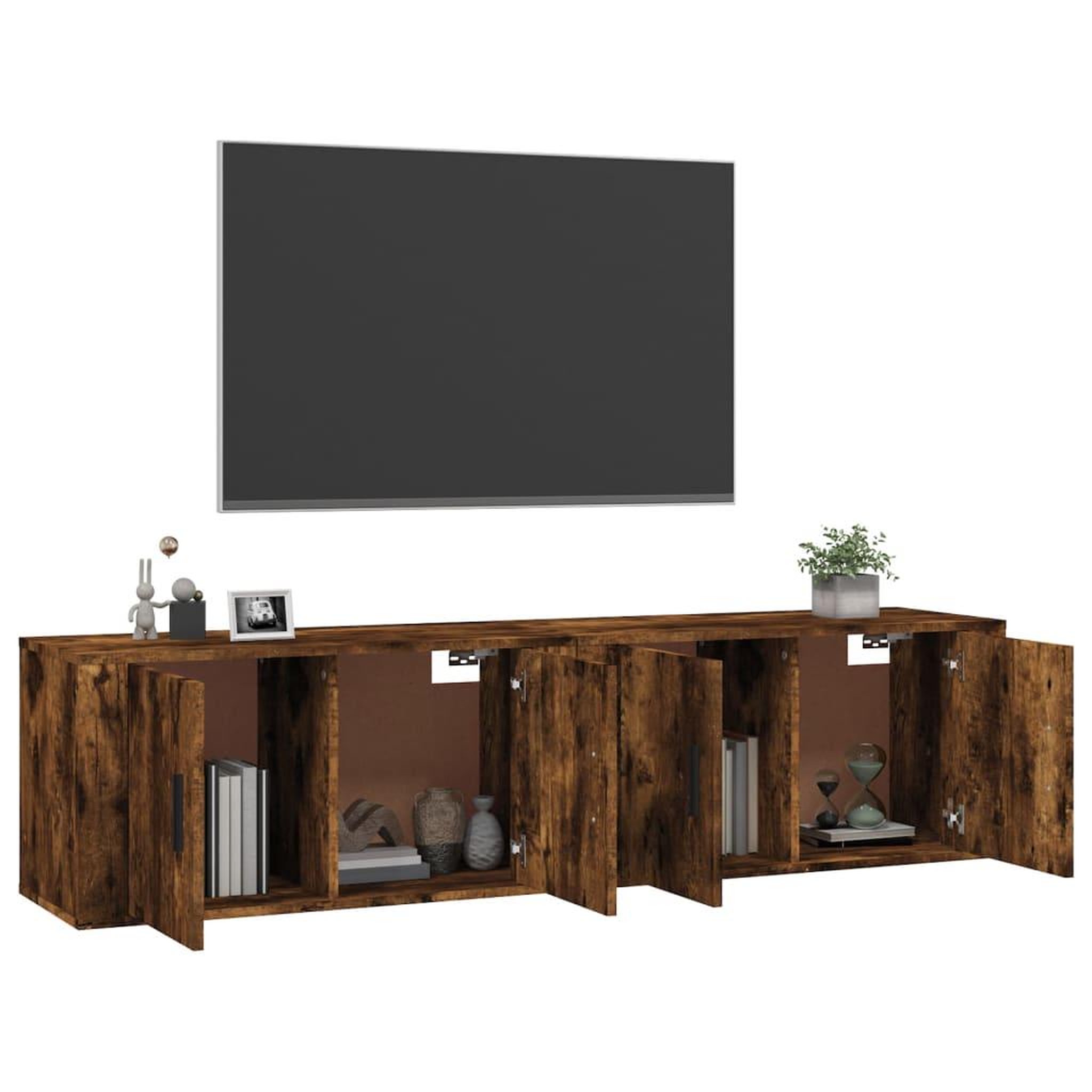 Voir la diapositive 3 : VIDAXL Meubles TV muraux 2 pcs chene fume 80x34,5x40 cm