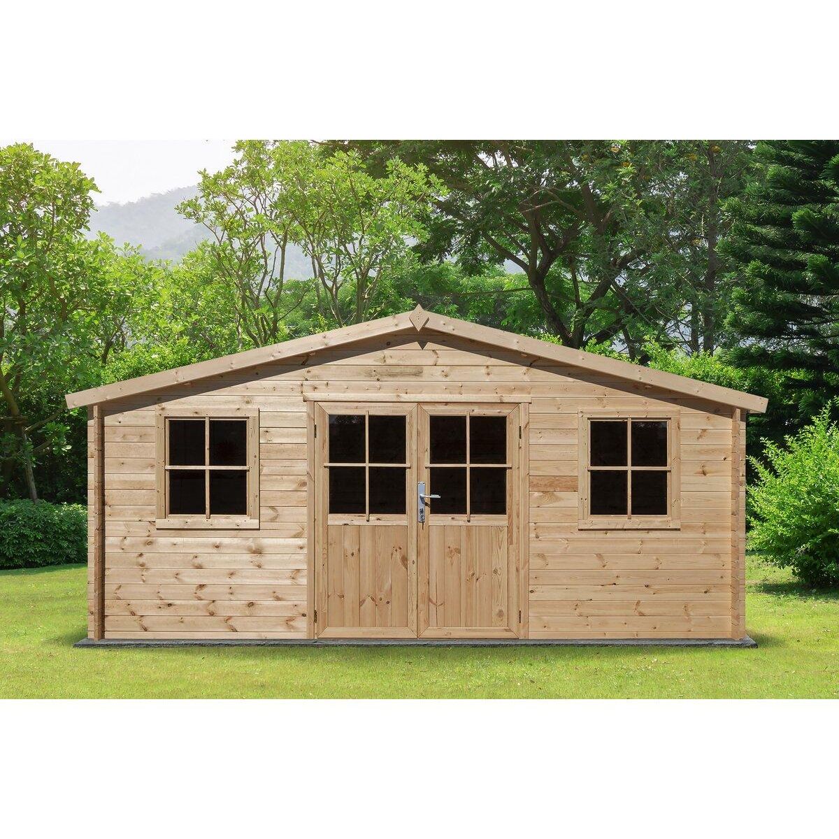 Habitat et Jardin Abri de jardin bois  Alex  - 20.20 m² - 4.80 x 4.00 x 2.39 m - 28 mm