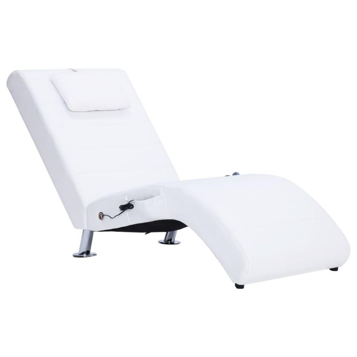 VIDAXL Chaise longue de massage avec oreiller Blanc Similicuir
