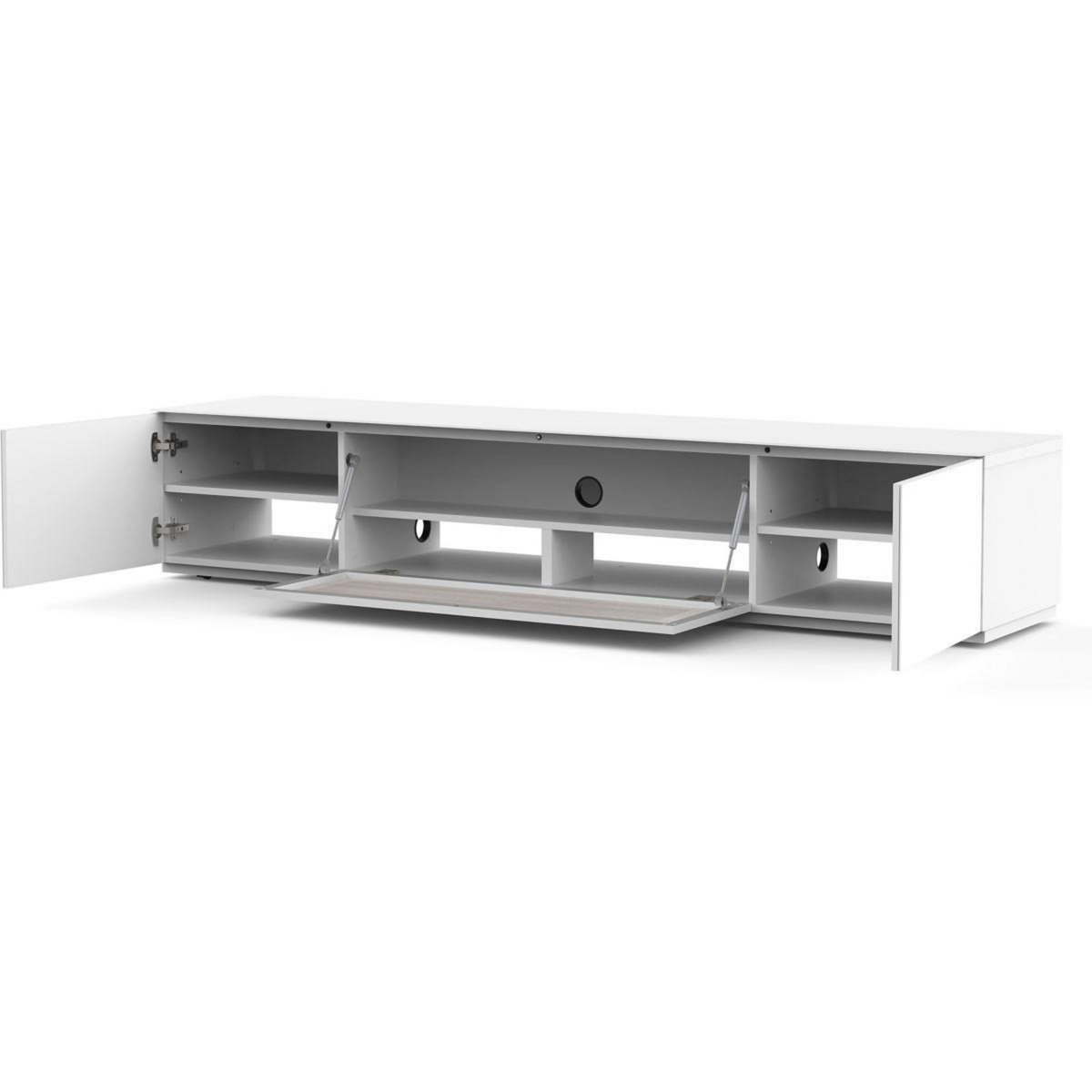 SONOROUS Meuble TV Studio STA 200 Blanc-Gris Porte Textile