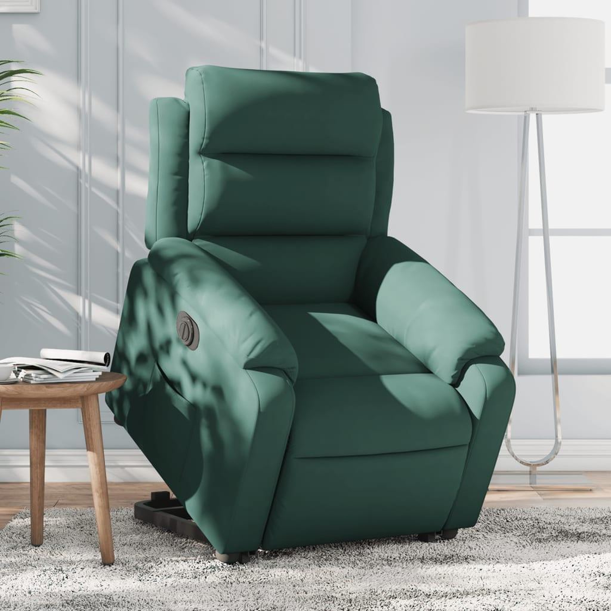 VIDAXL Fauteuil inclinable electrique vert fonce velours