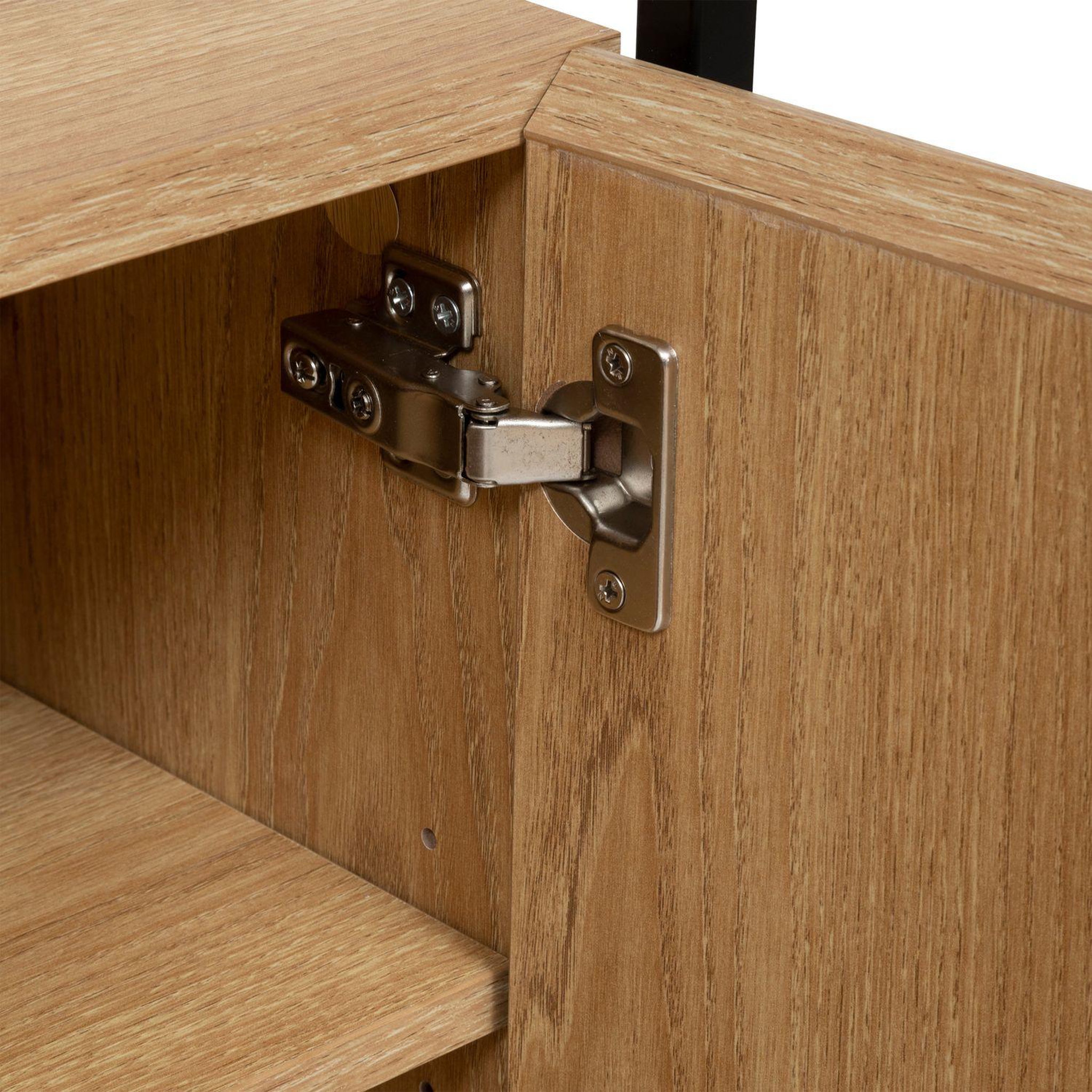 Voir la diapositive 4 : ATMOSPHERA Buffet 2 portes et 2 tiroirs effet bois et verre aldea - beige