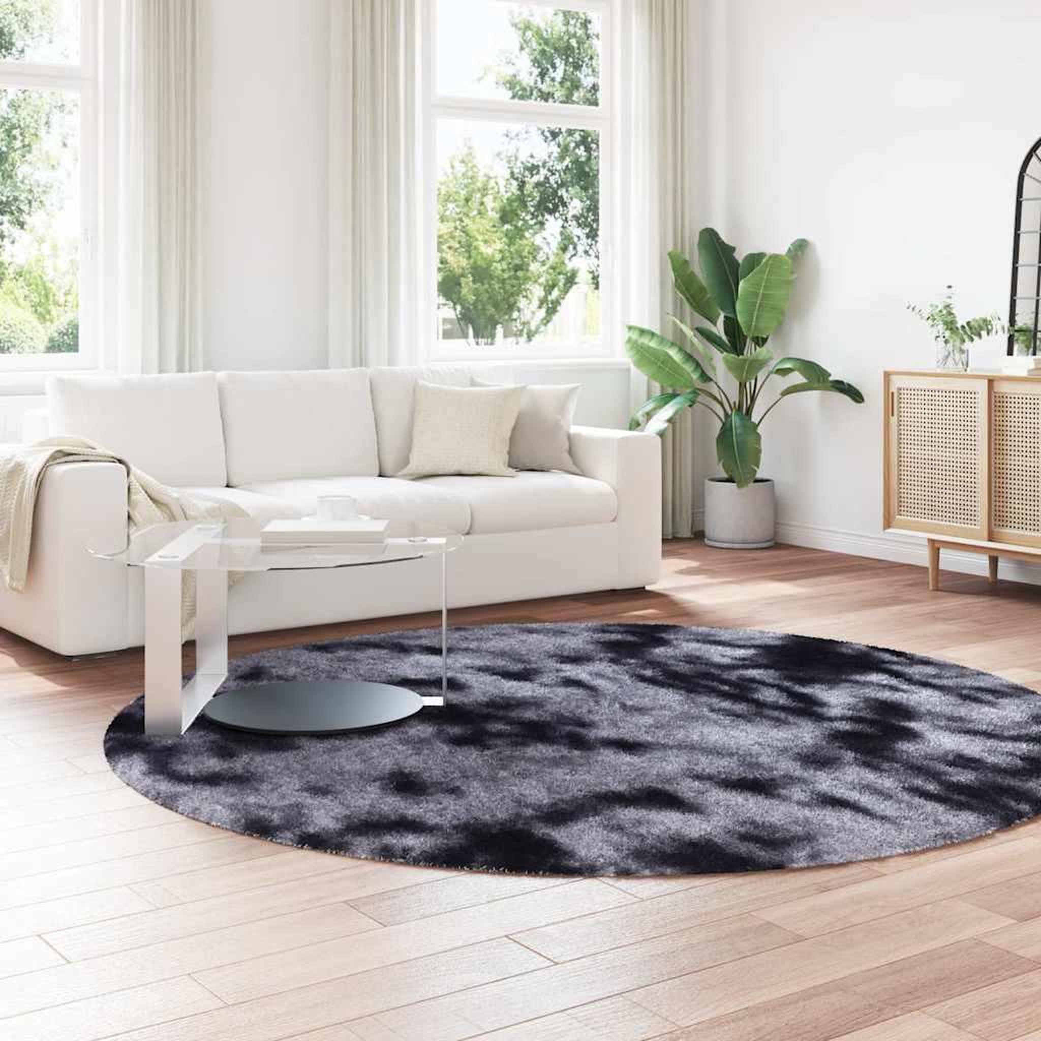 Voir la diapositive 3 : VIDAXL Tapis Shaggy a poils longs NAVARRA gris fonce 240x240 cm