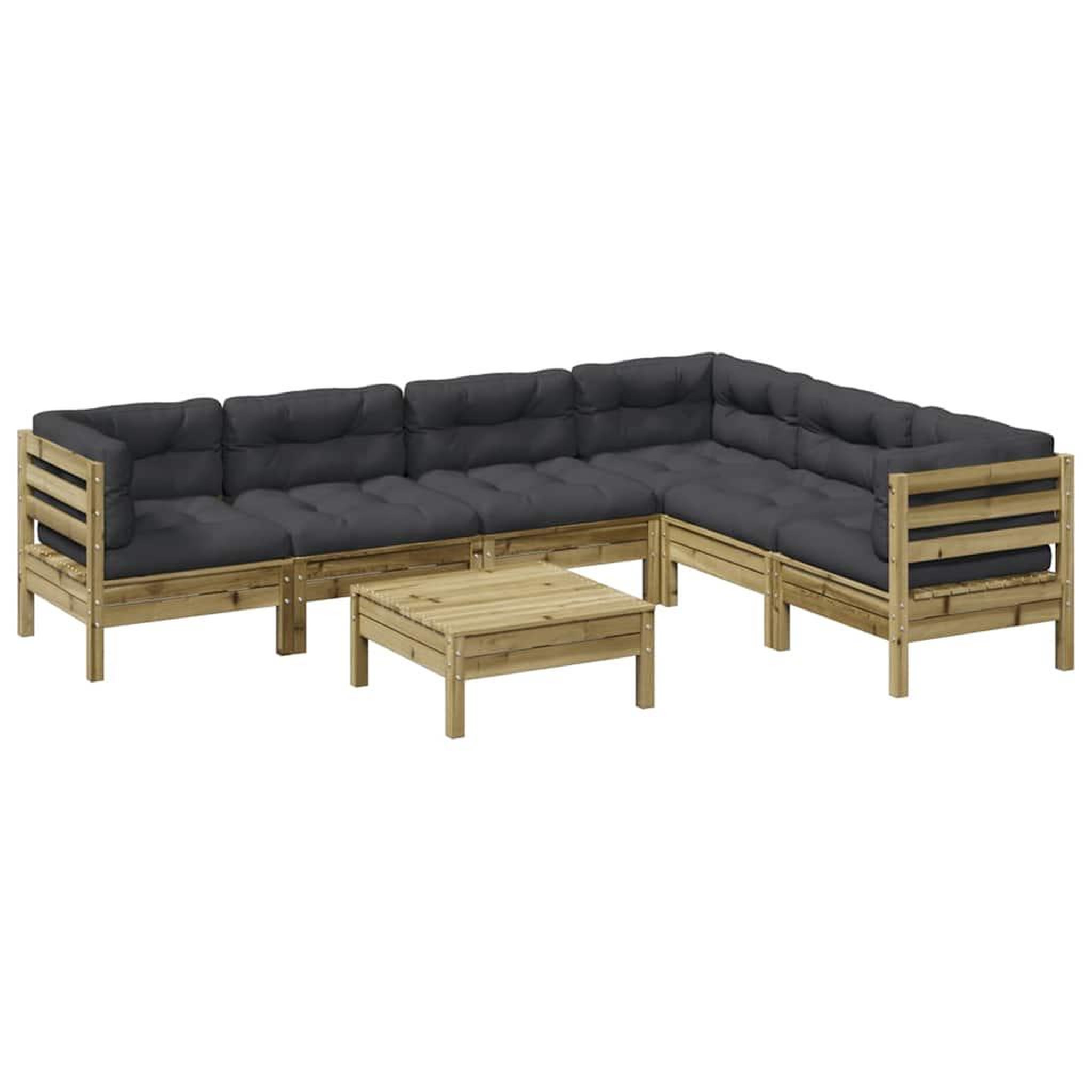 VIDAXL Salon de jardin 7 pcs avec coussins bois de pin impregne