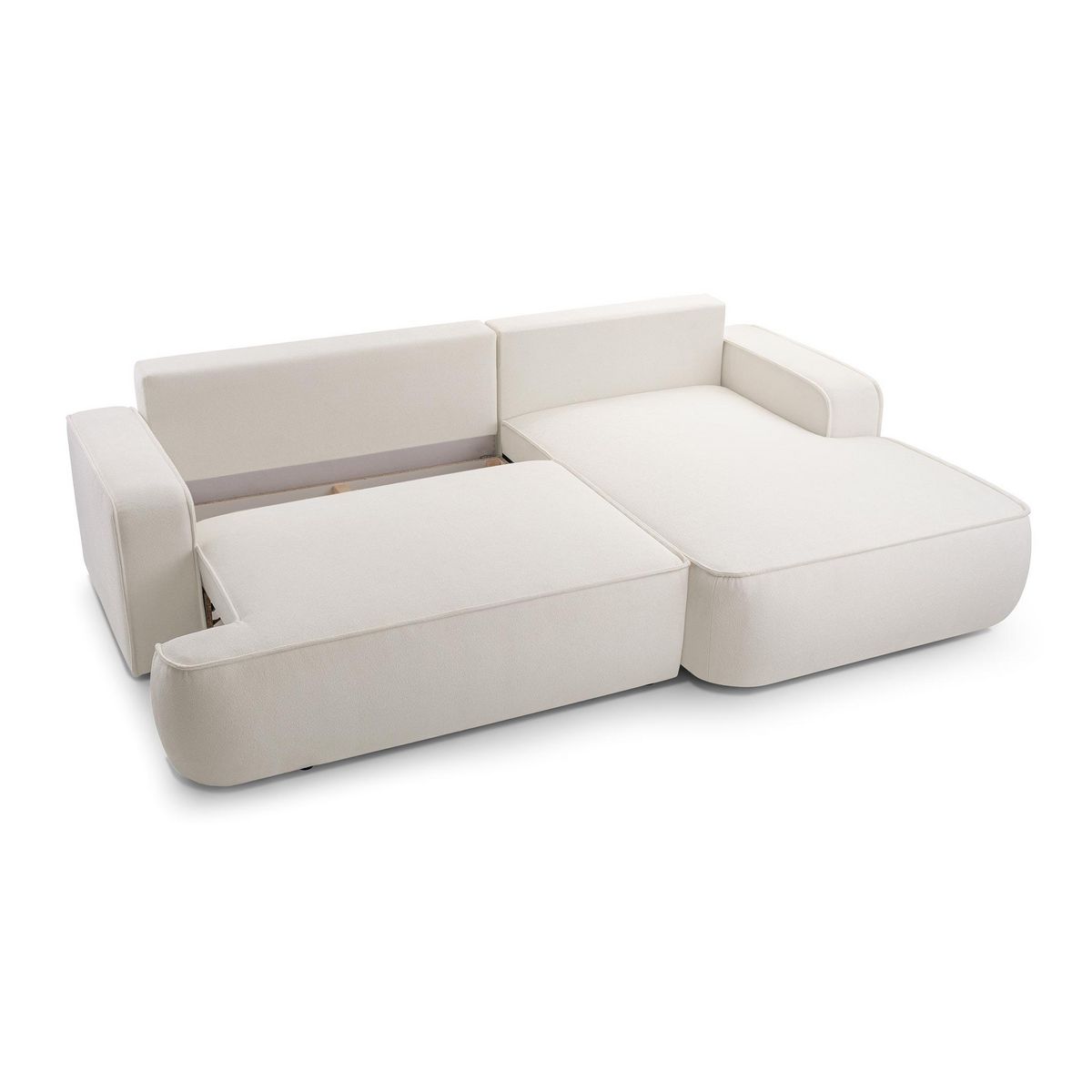 BEST MOBILIER Nessino - canapé d'angle droit 4 places - convertible avec coffre - en tissu texturé