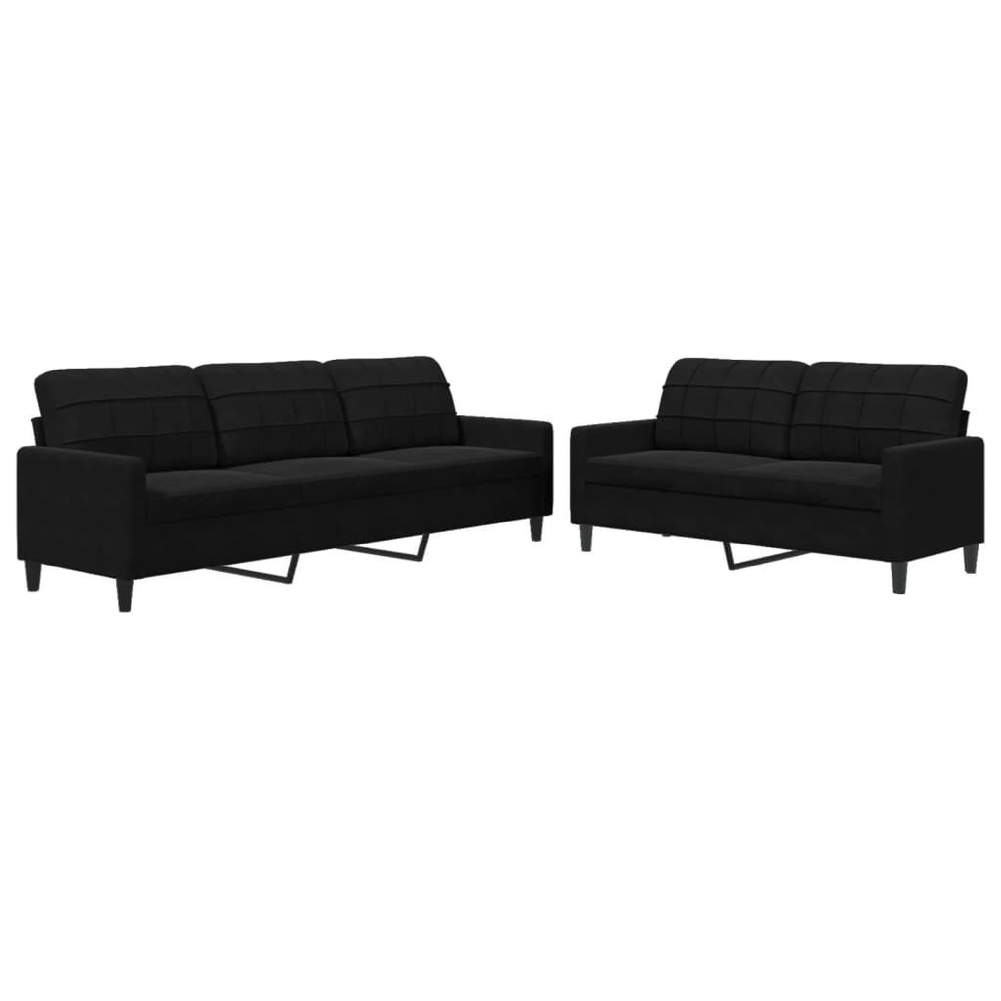 Voir la diapositive 2 : VIDAXL Ensemble de canapes 2 pcs avec coussins Noir Velours
