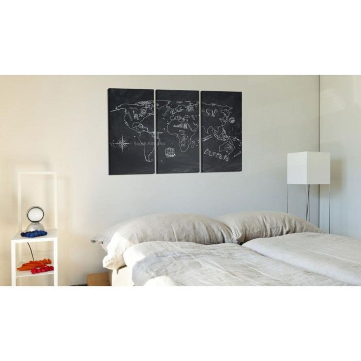 Paris Prix Tableau en Liège  Carte du Monde - Travel Broadens the Mind 3 Panneaux