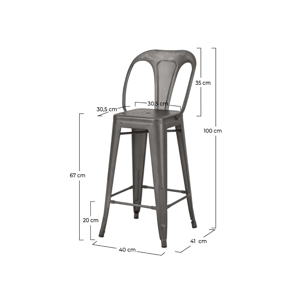 Rendez vous déco Lot de 2 chaises pour îlot central 67 cm en métal chrome - Indus
