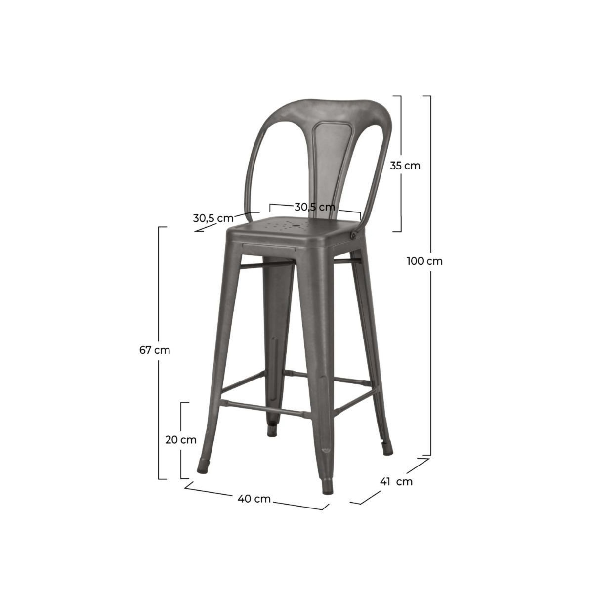 Rendez vous déco Lot de 2 chaises pour îlot central 67 cm en métal chrome - Indus