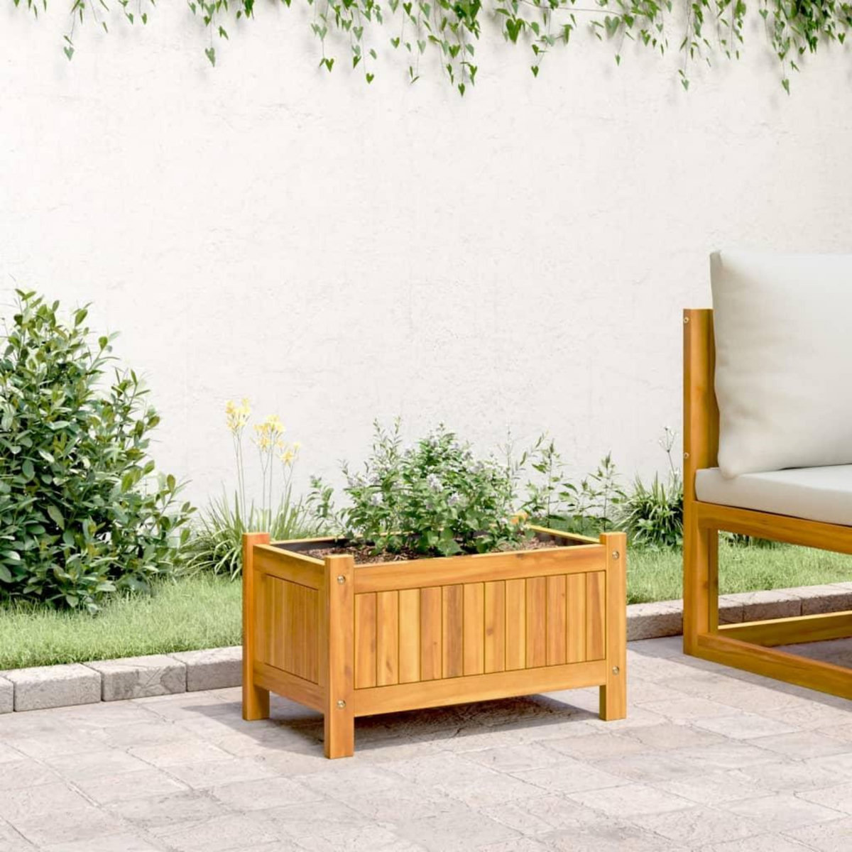 VIDAXL Jardiniere avec doublure 54x31x30 cm bois massif d'acacia