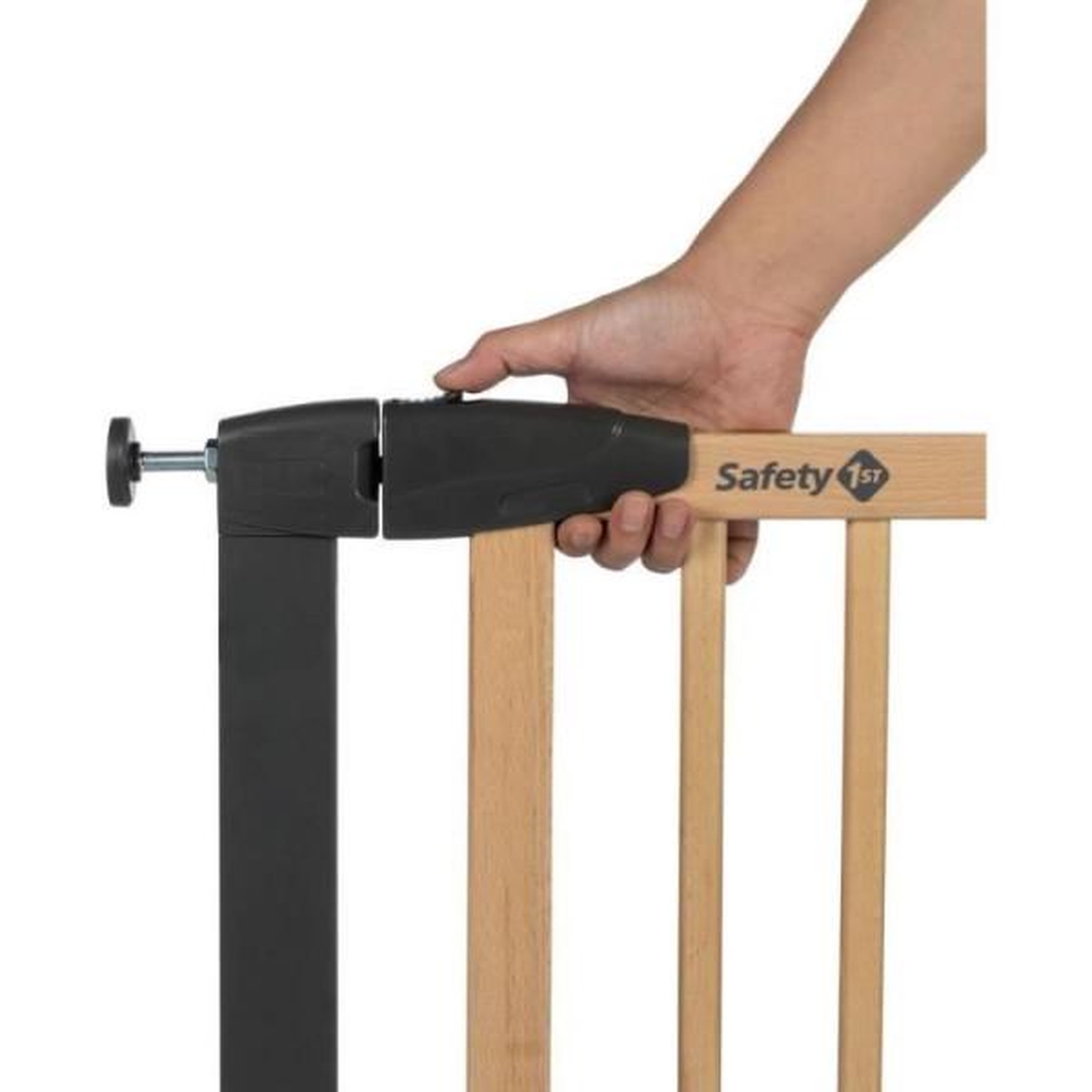 Voir la diapositive 2 : SAFETY 1ST Safety 1st simply close wood & meta, pression, 73-80 cm (max. 94cm), sans vis ni perçage, ouverture d'une main, bois et graphit
