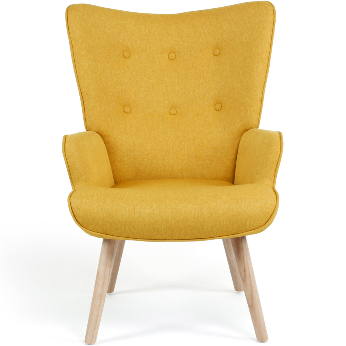 ID MARKET Fauteuil scandinave IVAR avec repose pieds jaune