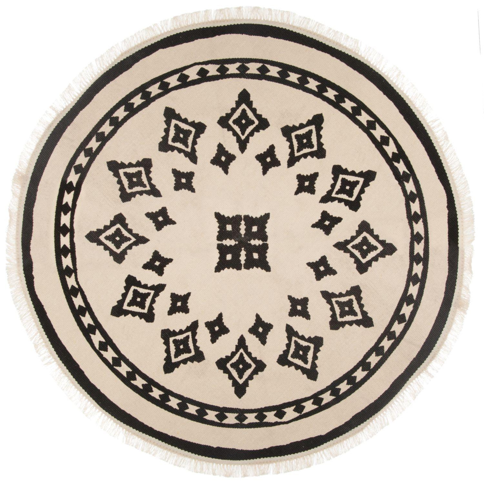Voir la diapositive 2 : ATMOSPHERA Tapis ethnique Nomade - Diam. 90 cm - Beige