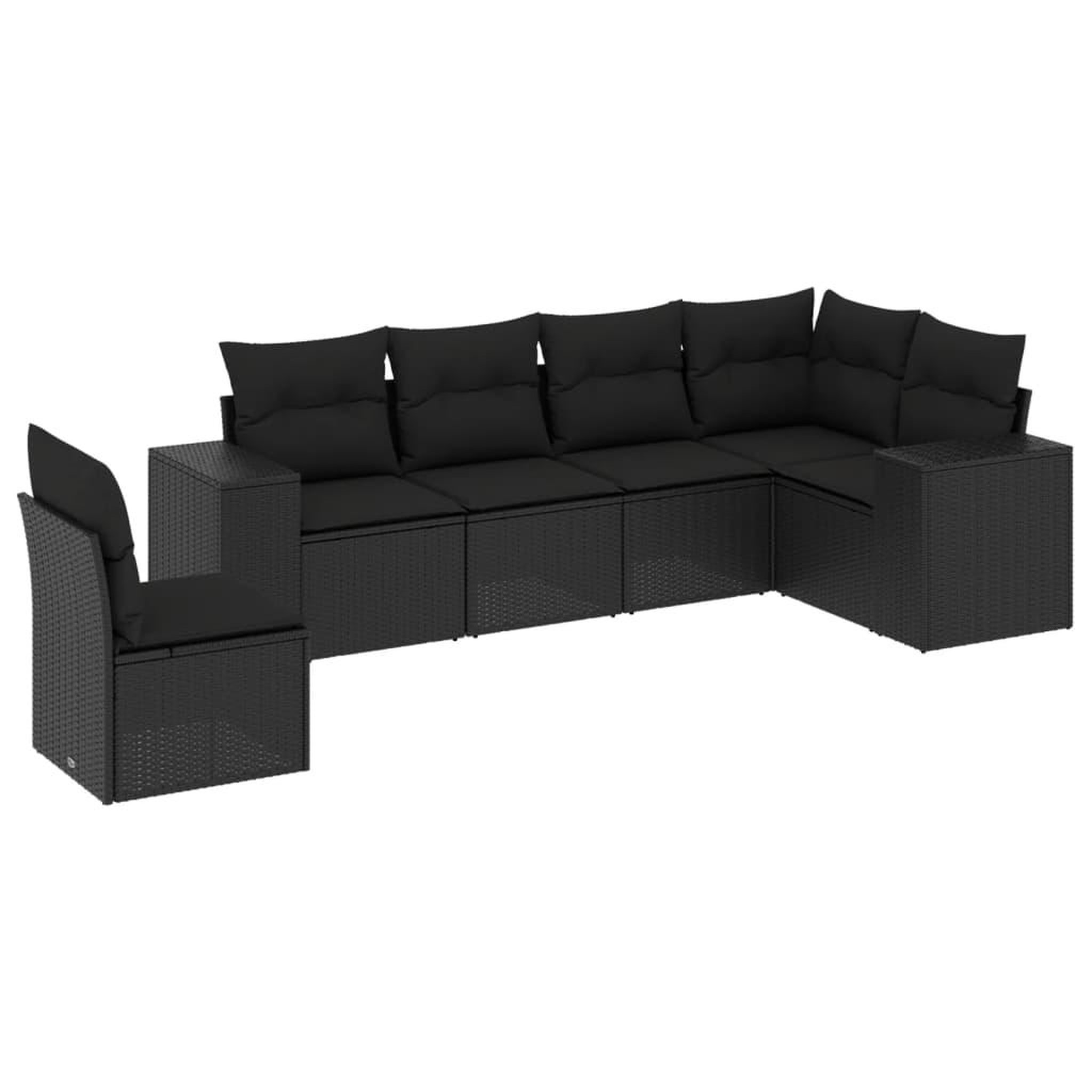 Voir la diapositive 2 : VIDAXL Salon de jardin 6 pcs avec coussins noir resine tressee