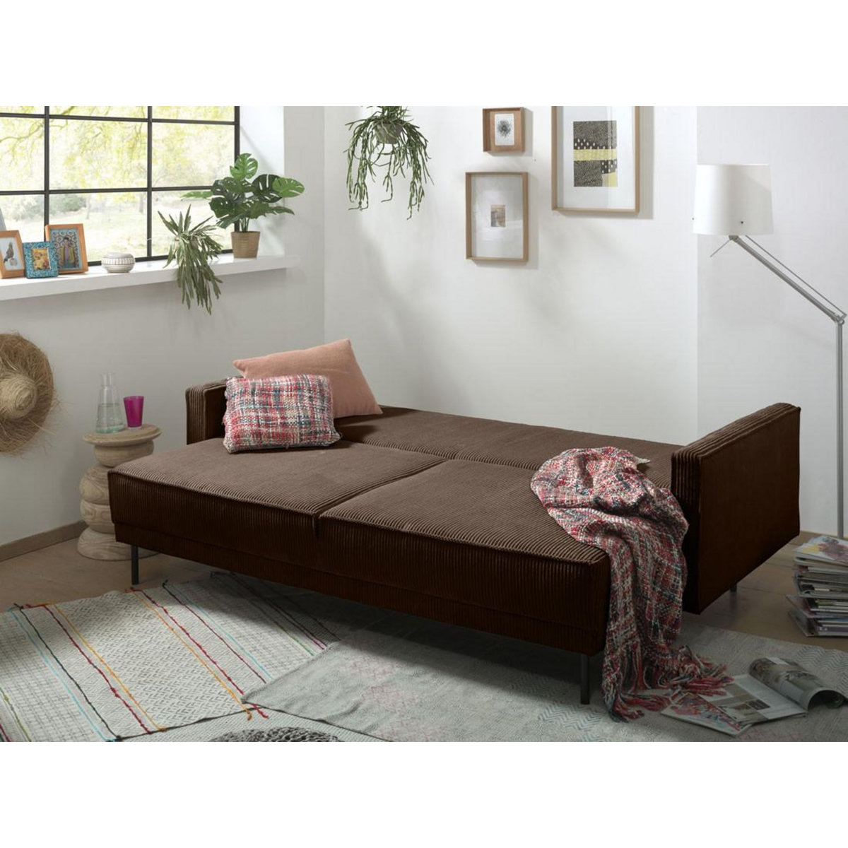 LISA DESIGN Charlie - canapé 3 places convertible avec coffre - en velours côtelé