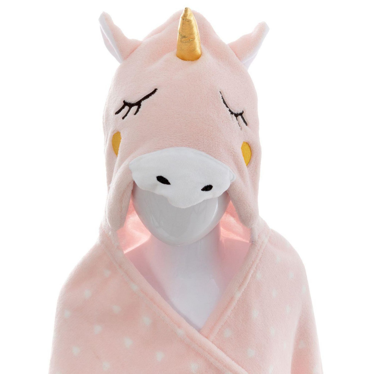 ATMOSPHERA Plaid à capuche Licorne - 140 x 100 cm - Rose