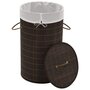 Voir la diapositive 2 : VIDAXL Panier a linge rond en bambou Marron fonce