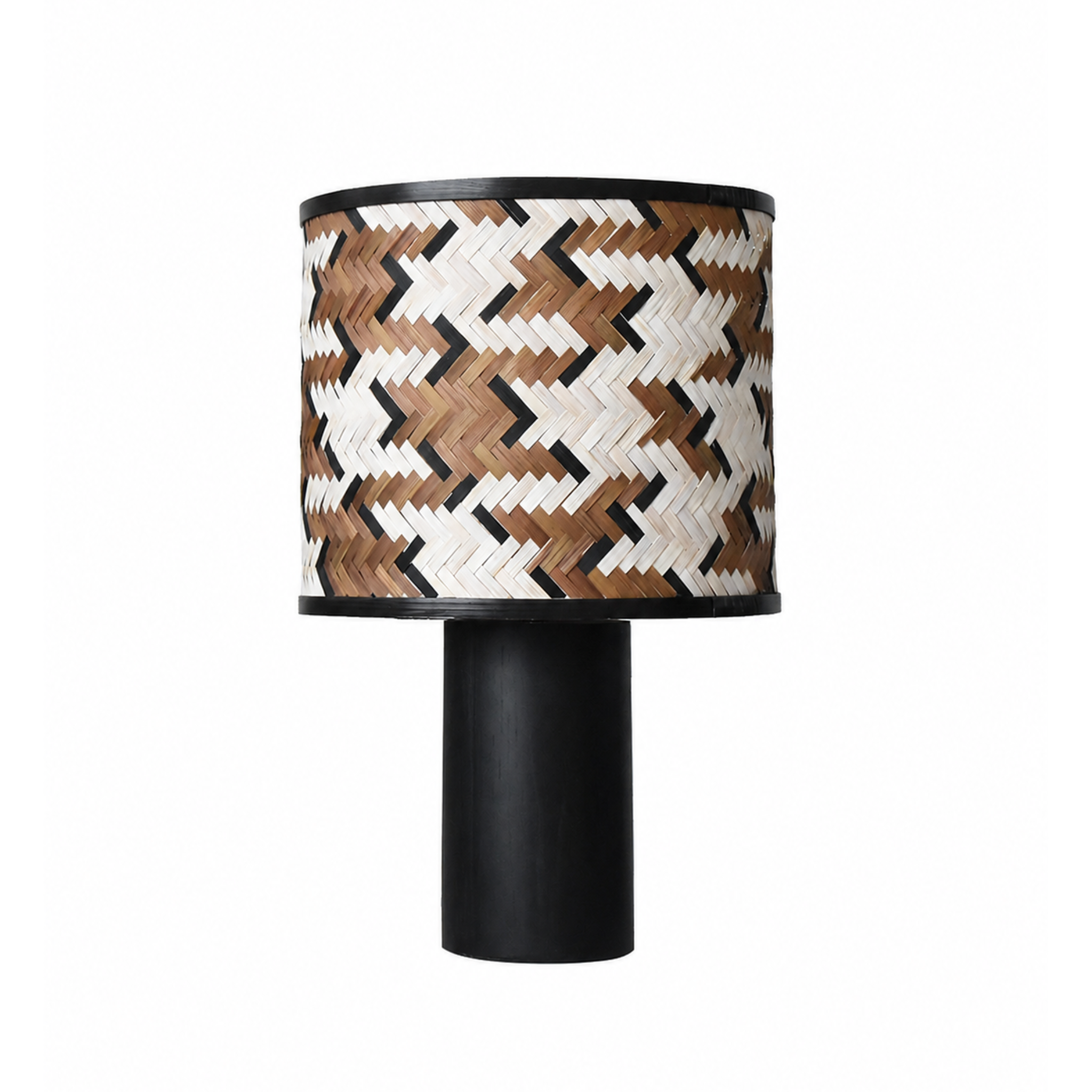 MAISON PAVANE Grande lampe à poser en bois de chêne et bambou marron et noir-phil