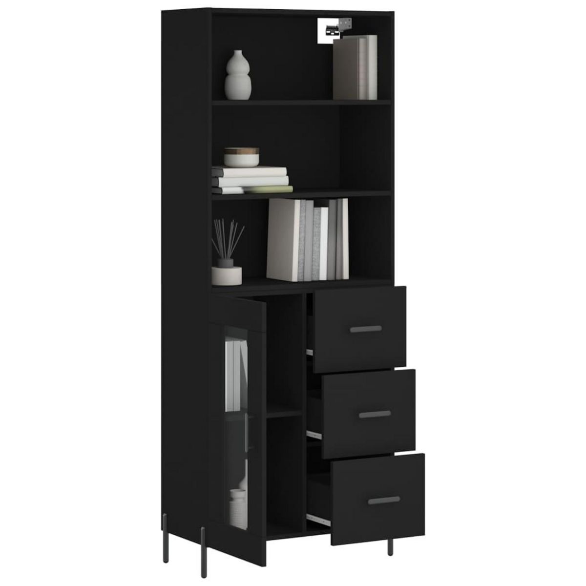VIDAXL Buffet haut Noir 69,5x34x180 cm Bois d'ingenierie
