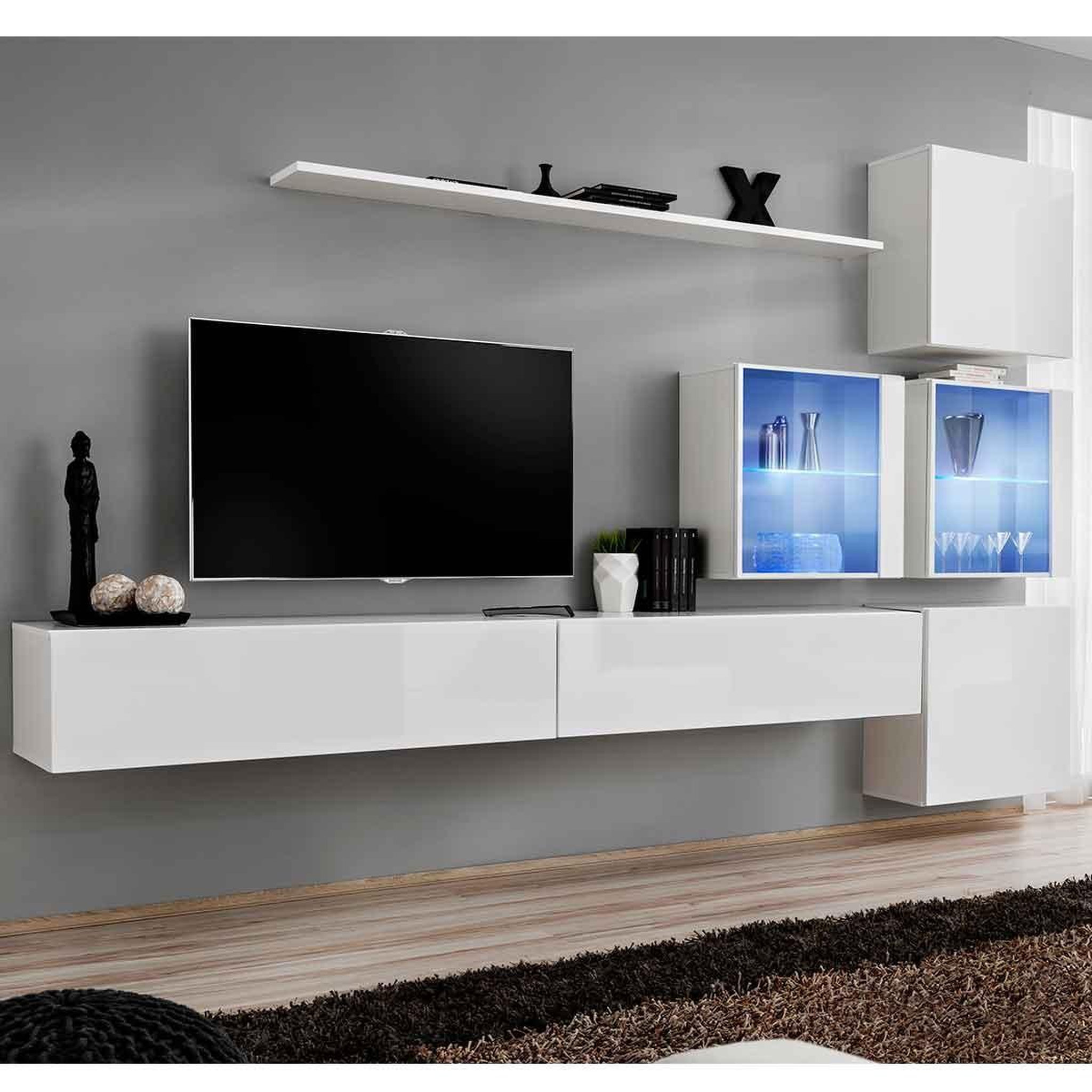 Paris Prix Meuble tv mural design  switch xix  310cm blanc