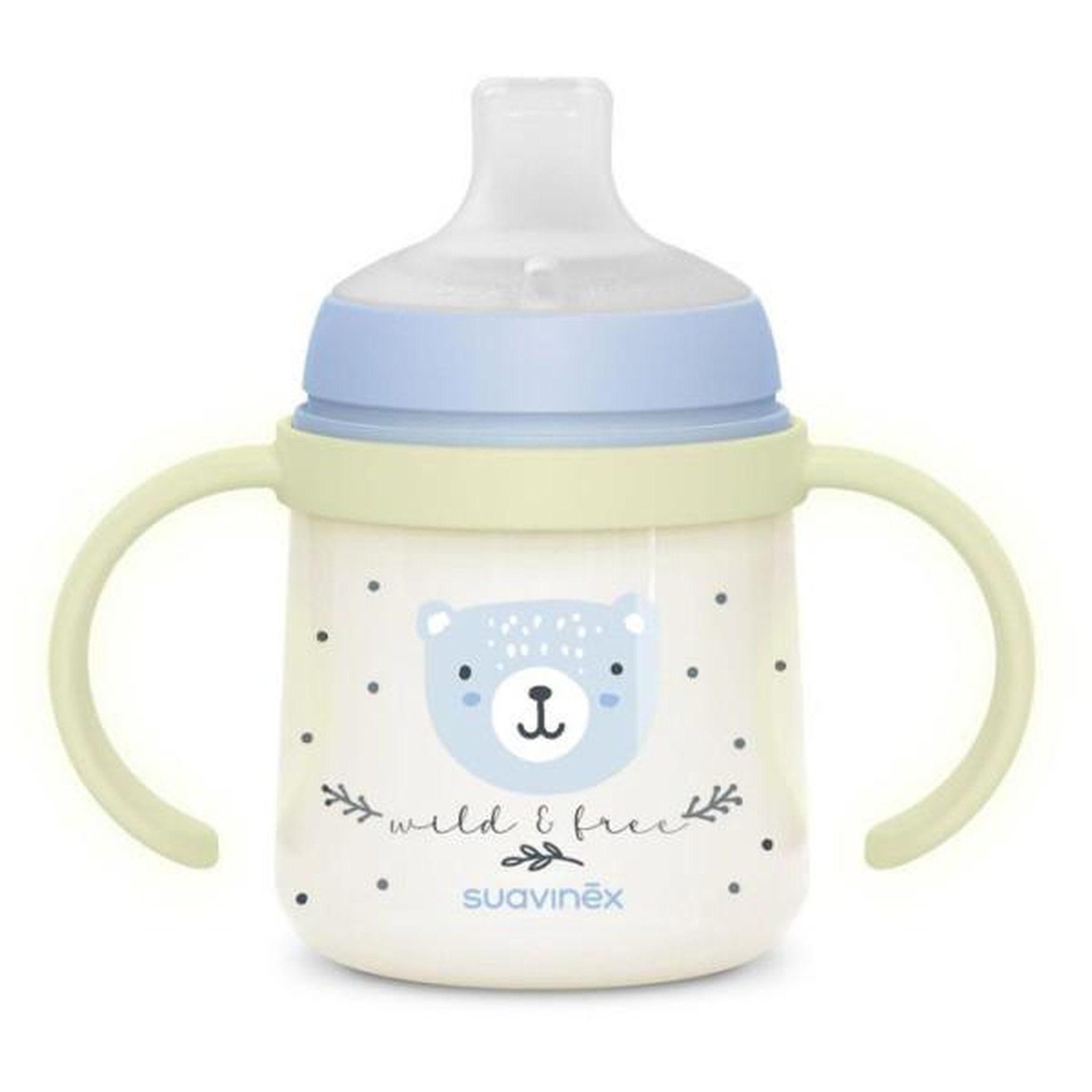 Voir la diapositive 3 : Suavinex Biberon avec anses - SUAVINEX - NIGHT&DAY WILD&FREE - 150 ml - 6 mois et plus - Bleu