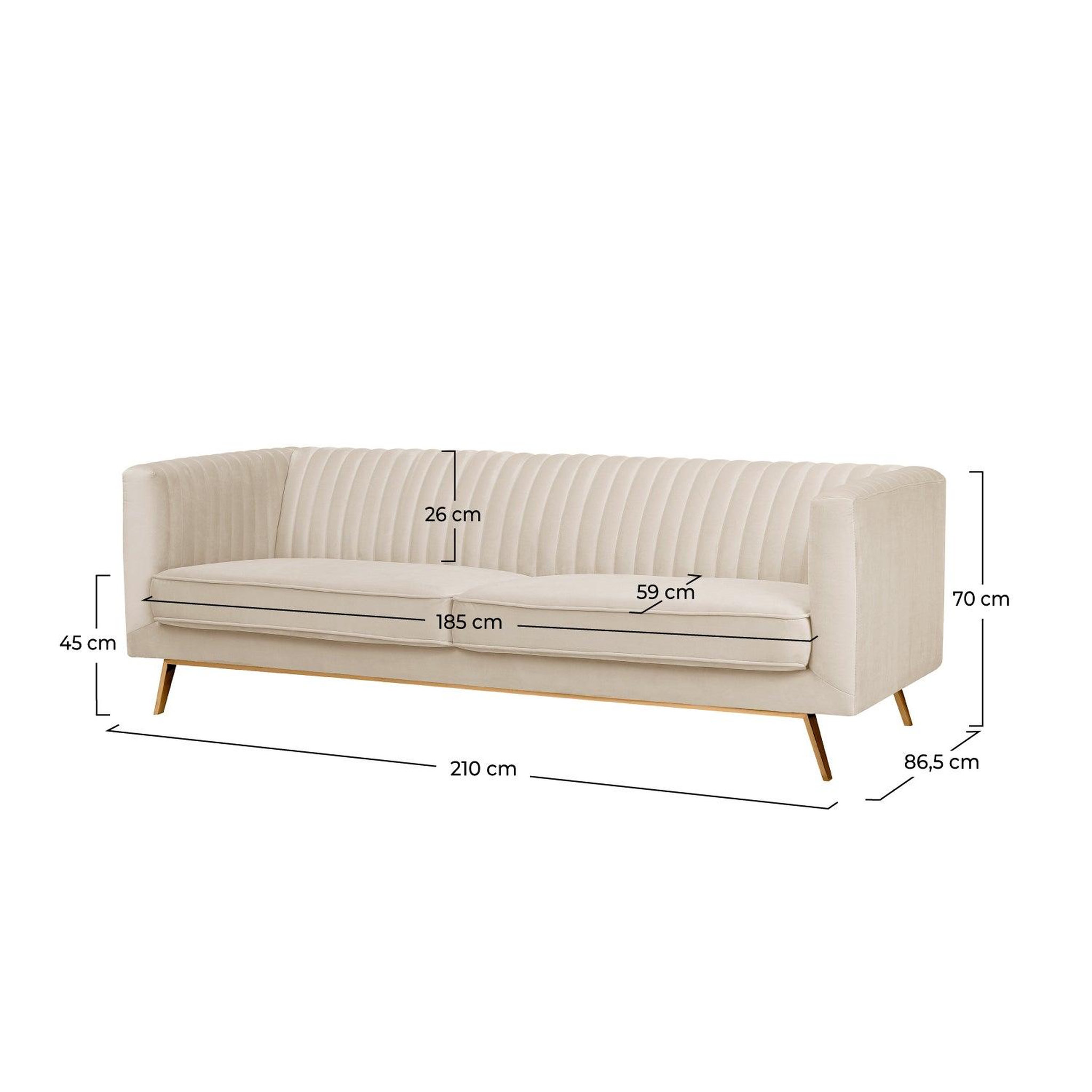 Voir la diapositive 4 : MAISON PAVANE Canapé 3 places en velours beige-gatsby