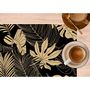 Voir la diapositive 2 : HABITABLE Lot de 2 sets de table motif feuillage avec encre métallique LYRA - 30 x 45 cm - Or et noir