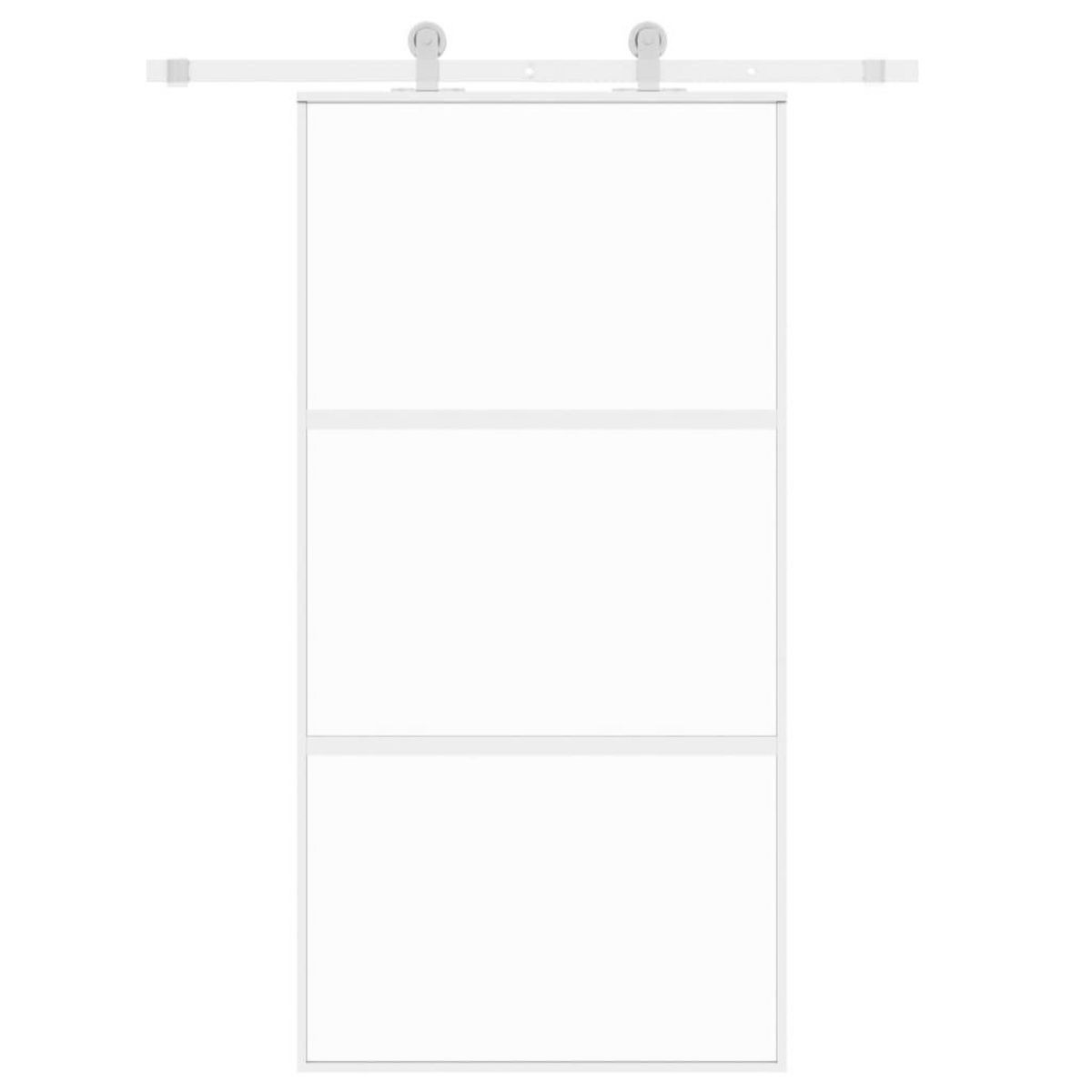 VIDAXL Porte coulissante blanc 102,5x205 cm verre trempe aluminium