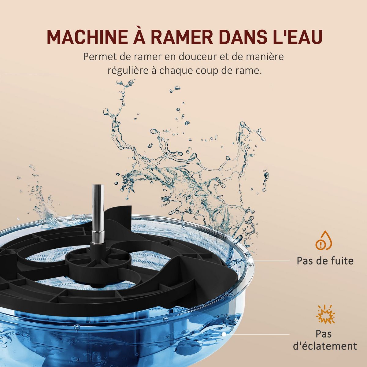 HOMCOM Rameur à eau pliable - rameur d'appartement résistance hydraulique 6 niv. - écran LCD multifonction support iPad - bleu noir