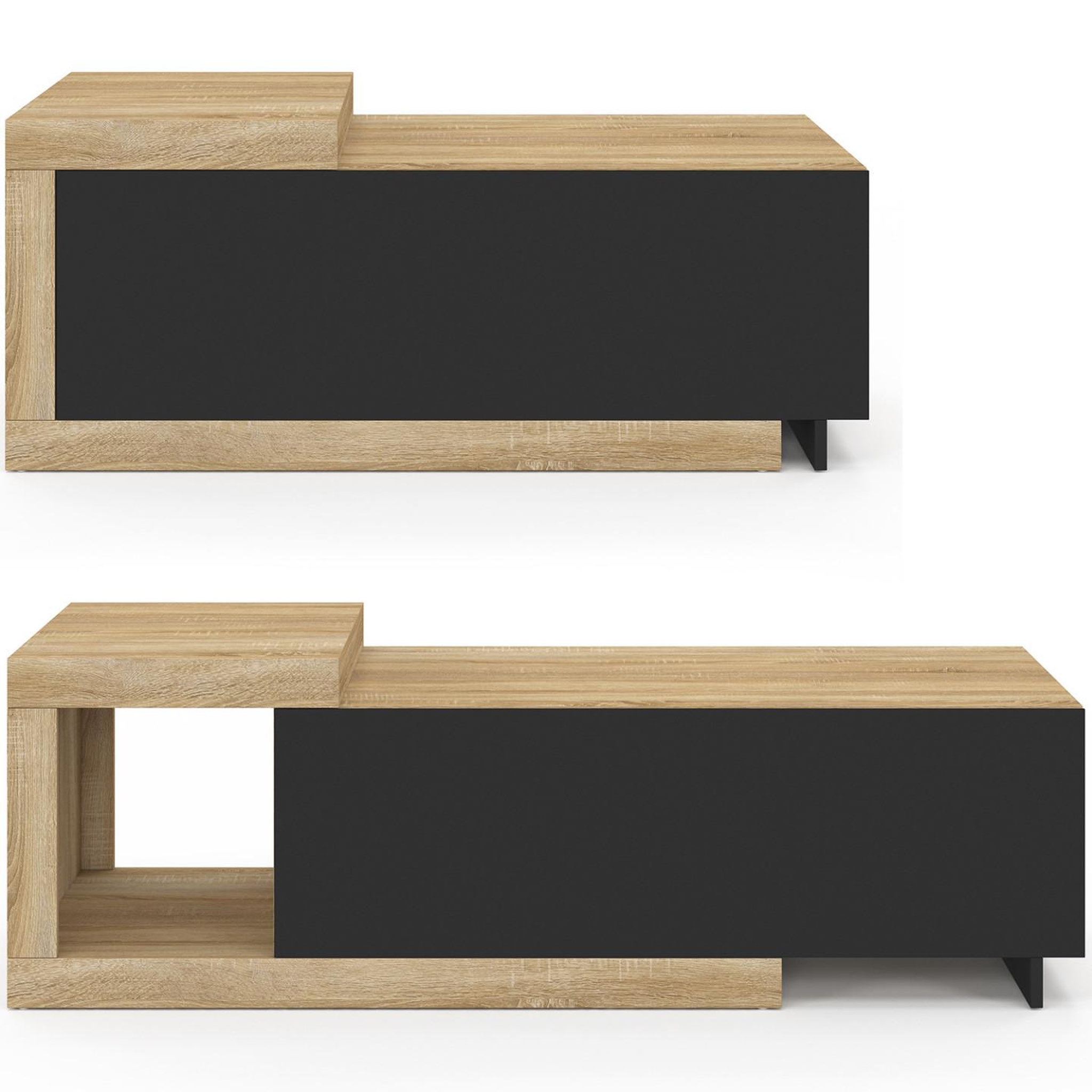Voir la diapositive 3 : ID MARKET Table basse extensible rectangulaire raphael 100-130 cm 1 porte bois et noir