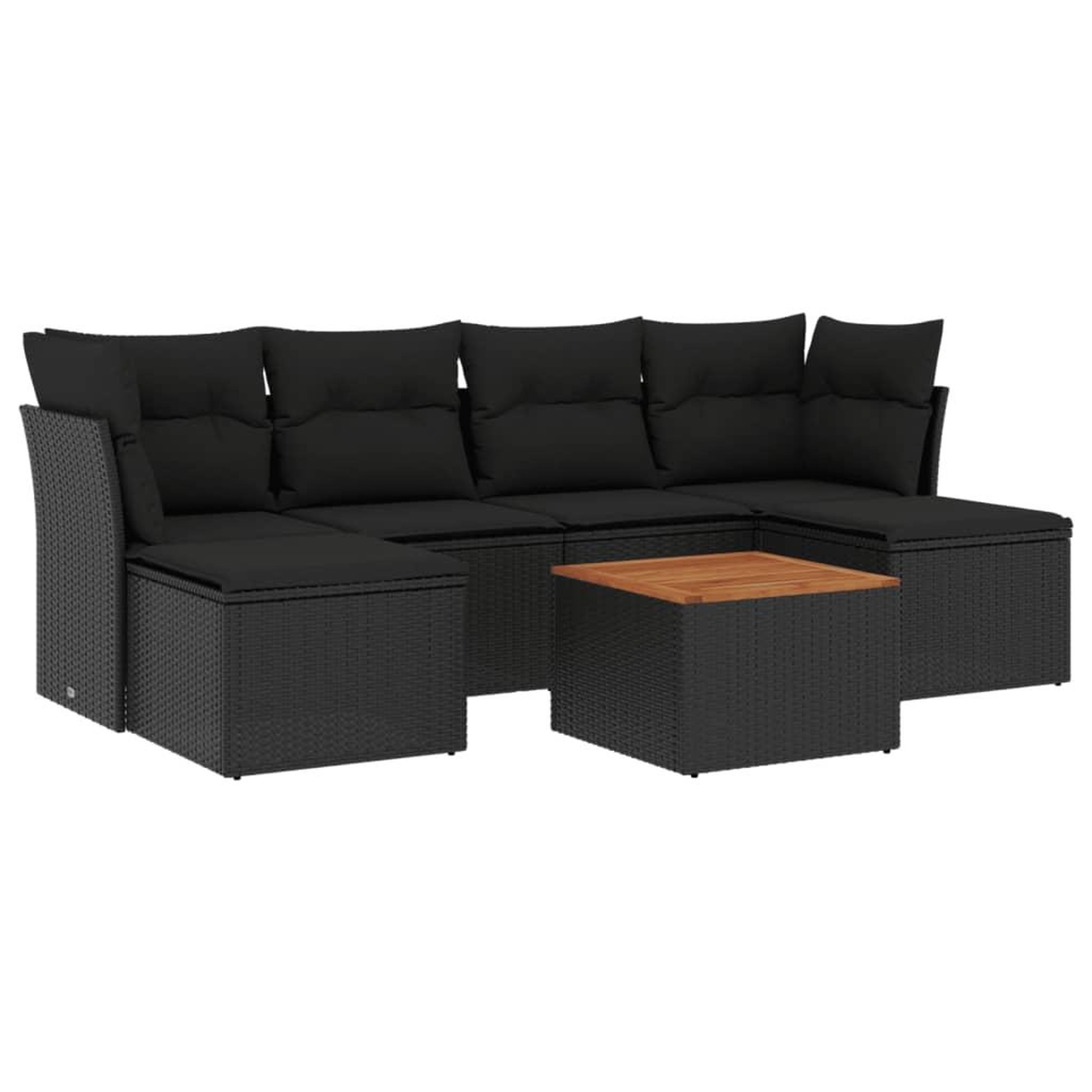 Voir la diapositive 2 : VIDAXL Salon de jardin 7 pcs avec coussins noir resine tressee